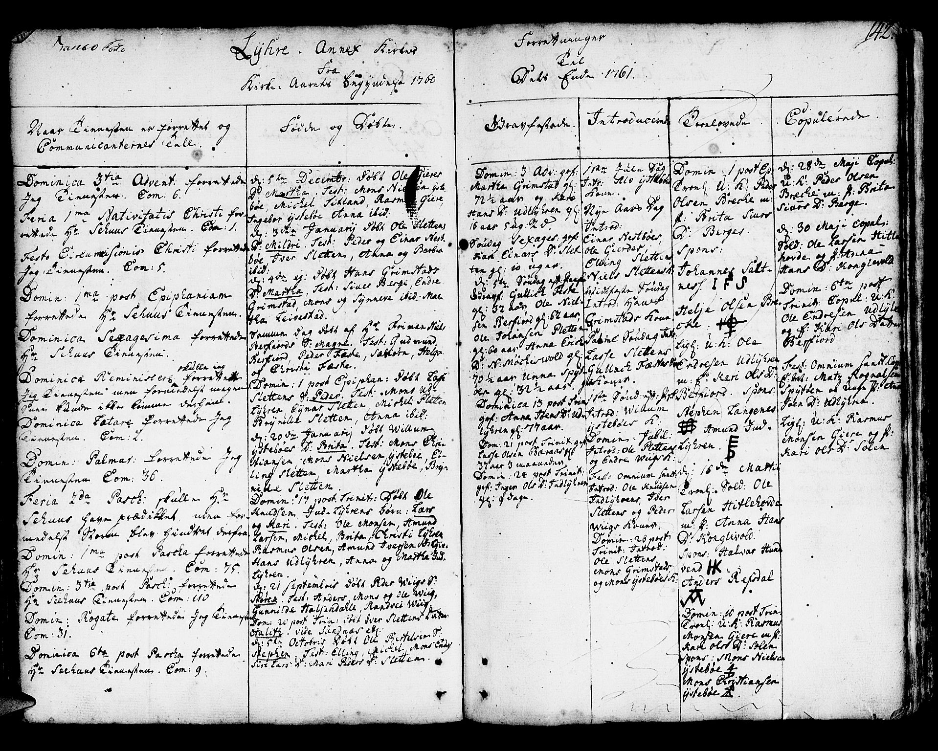 Lindås Sokneprestembete, SAB/A-76701/H/Haa: Parish register (official) no. A 3, 1748-1764, p. 142