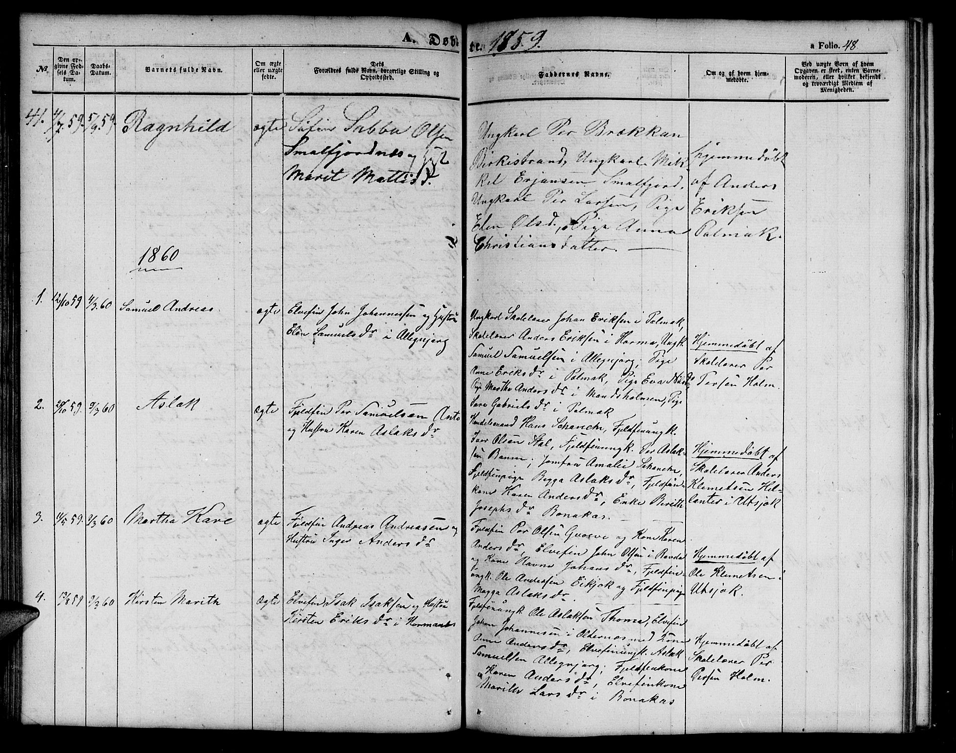 Tana sokneprestkontor, SATØ/S-1334/H/Hb/L0001klokker: Parish register (copy) no. 1 /1, 1853-1867, p. 48