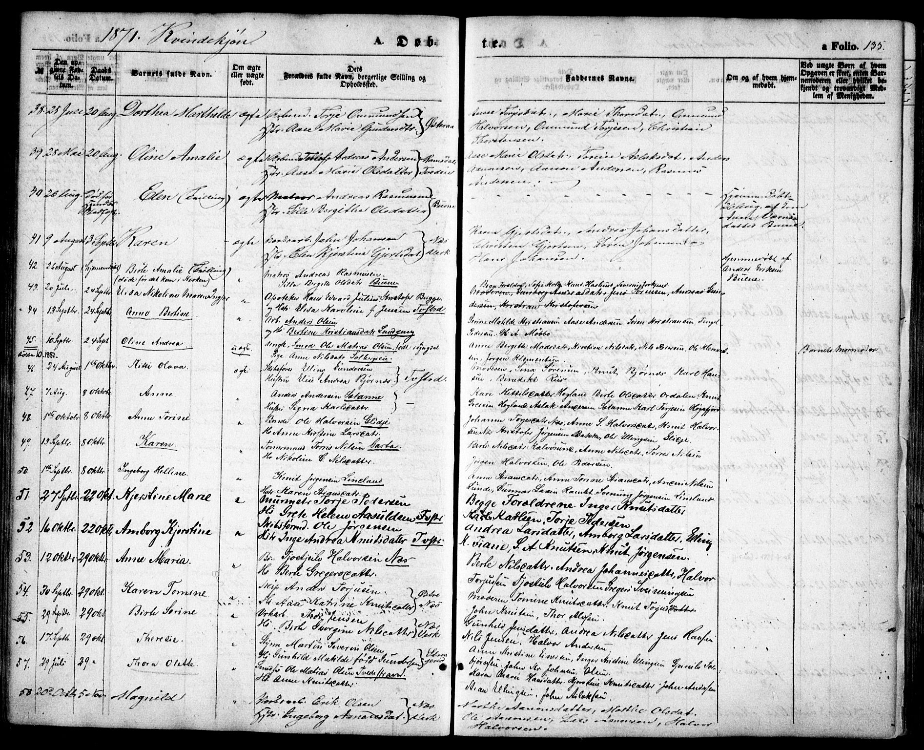 Holt sokneprestkontor, AV/SAK-1111-0021/F/Fa/L0009: Parish register (official) no. A 9, 1861-1871, p. 135