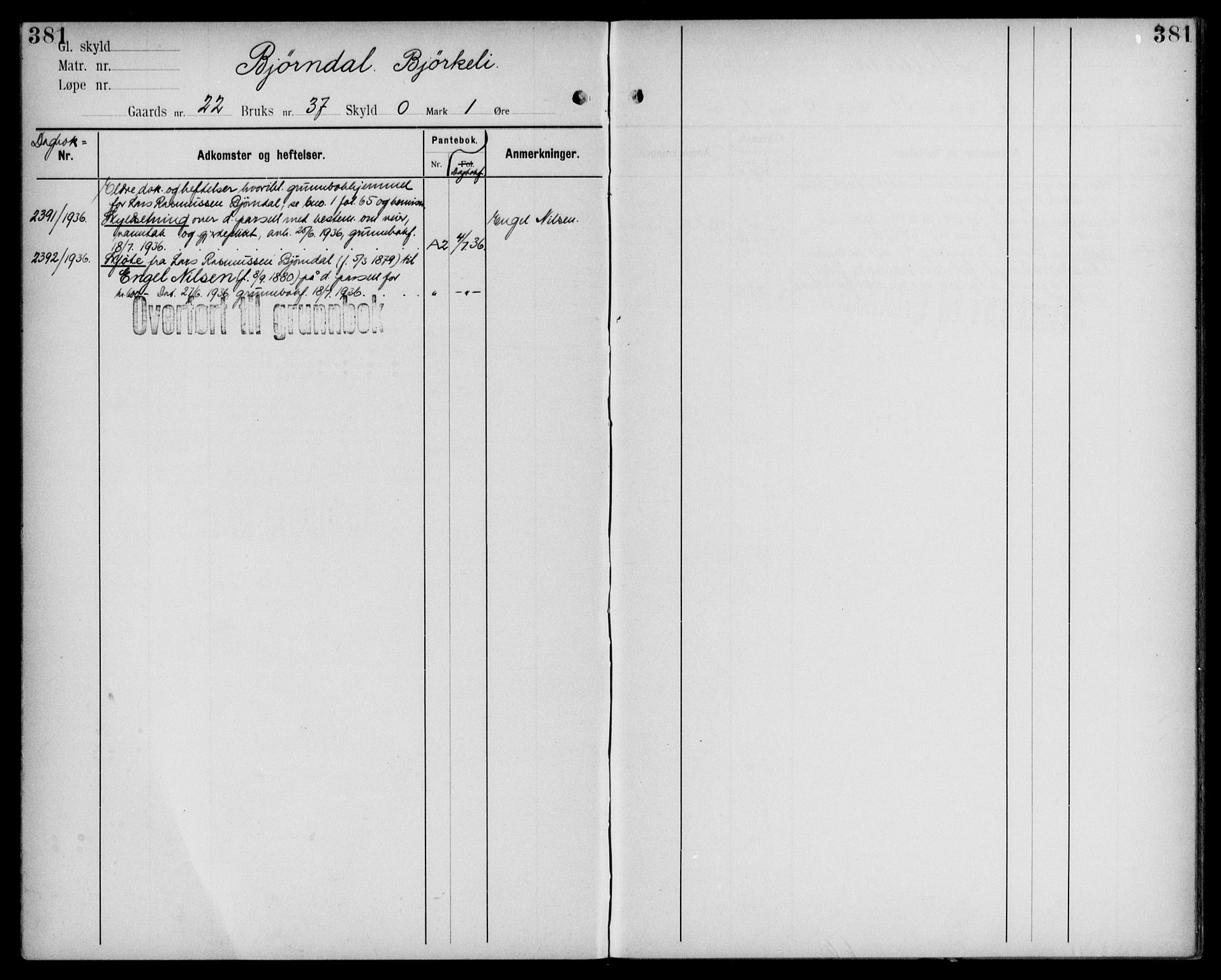 Midhordland sorenskriveri, AV/SAB-A-3001/1/G/Ga/Gab/L0109: Mortgage register no. II.A.b.109, p. 381