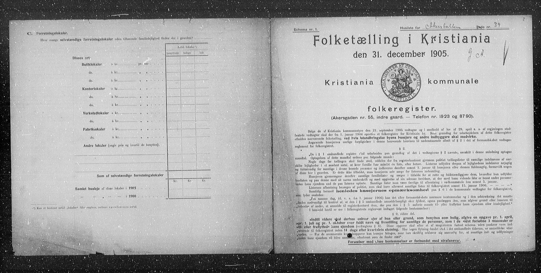 OBA, Municipal Census 1905 for Kristiania, 1905, p. 145