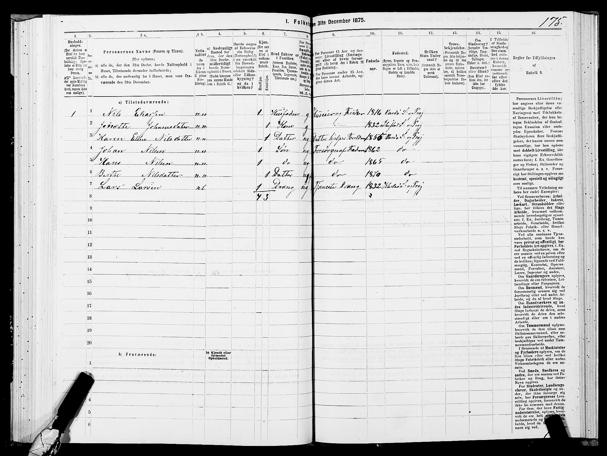 SATØ, 1875 census for 2028L Vardø/Vardø, 1875, p. 1175