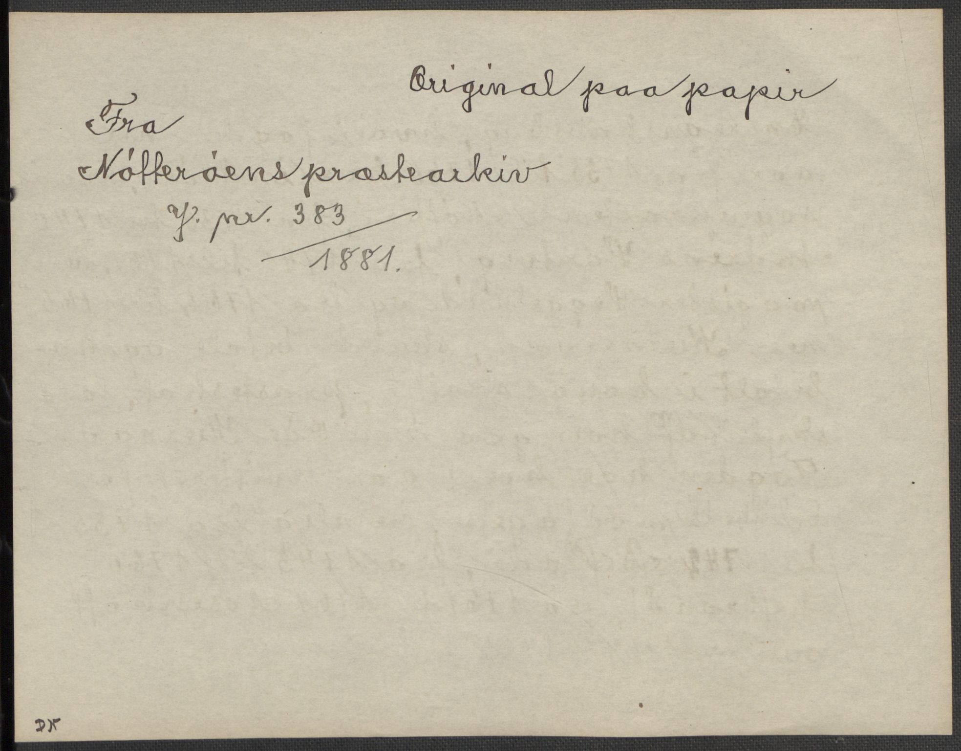 Riksarkivets diplomsamling, AV/RA-EA-5965/F15/L0023: Prestearkiv - Vestfold, 1582-1820, p. 5