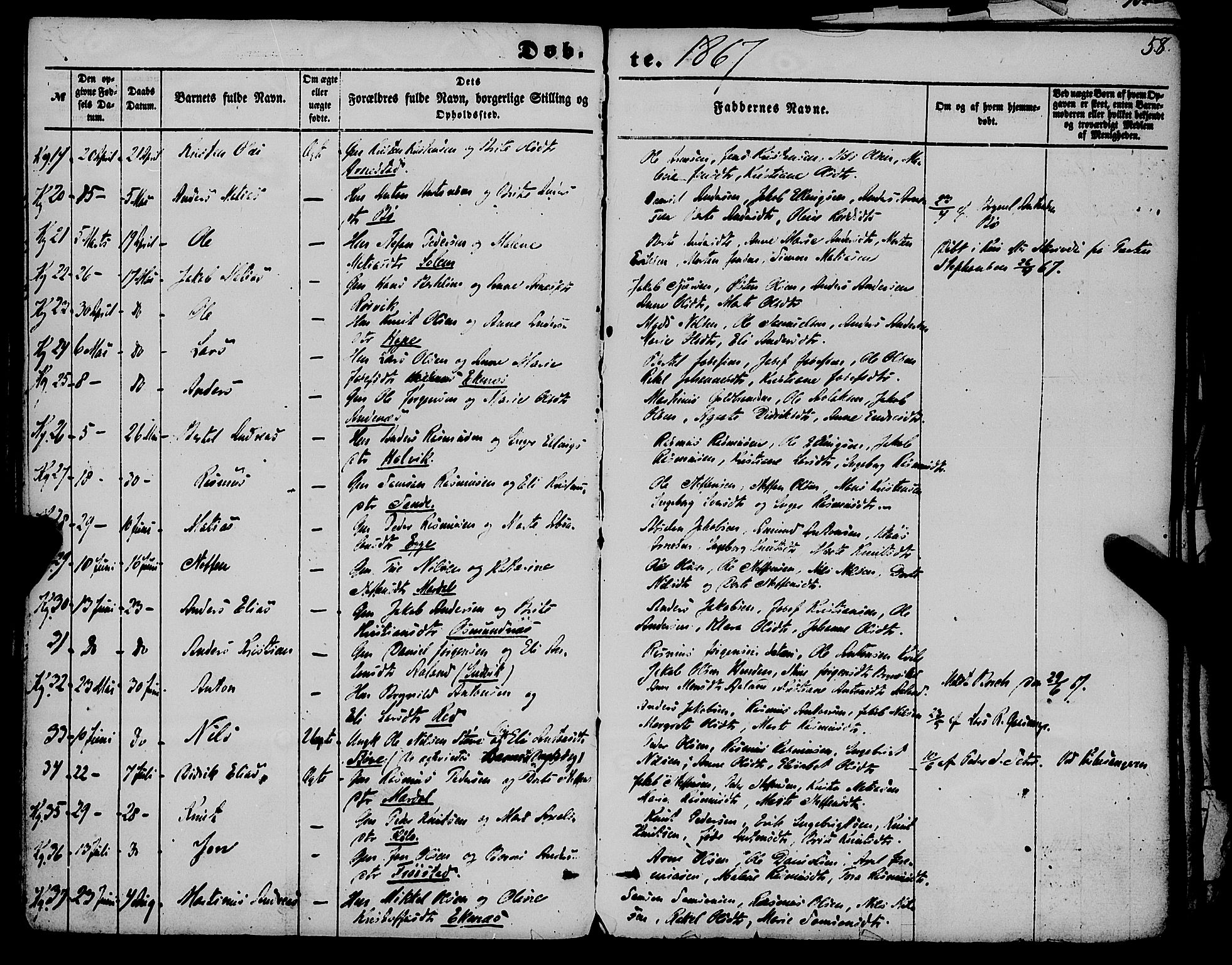 Gloppen sokneprestembete, AV/SAB-A-80101/H/Haa/Haaa/L0009: Parish register (official) no. A 9, 1855-1870, p. 58