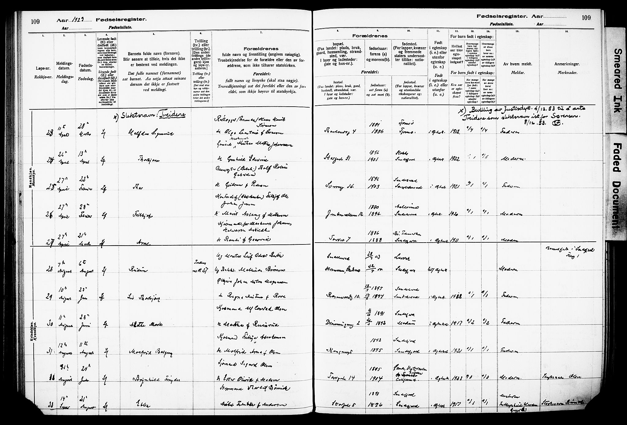 Sandefjord kirkebøker, SAKO/A-315/J/Ja/L0001: Birth register no. 1, 1916-1932, p. 109