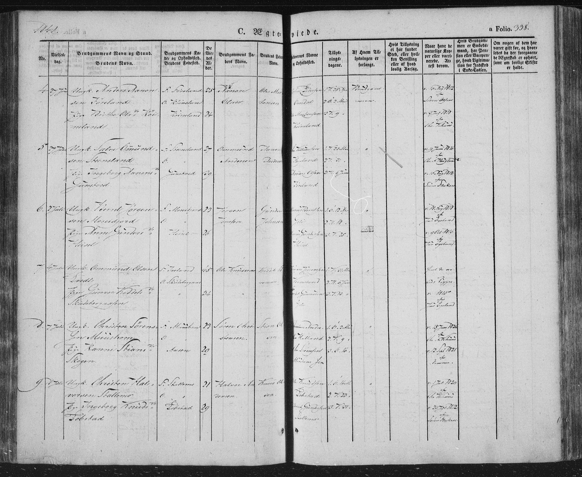 Vennesla sokneprestkontor, AV/SAK-1111-0045/Fa/Fac/L0004: Parish register (official) no. A 4, 1834-1855, p. 338