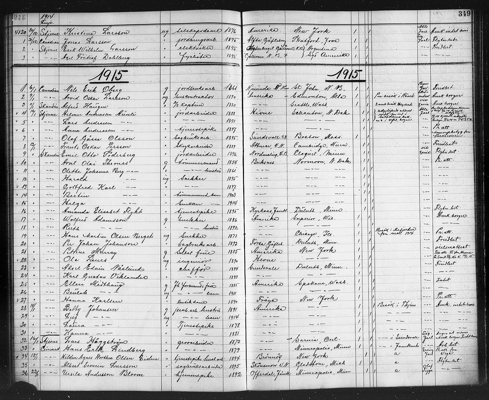 Trondheim politikammer, AV/SAT-A-1887/1/32/L0015: Emigrantprotokoll XIV, 1911-1916, p. 349