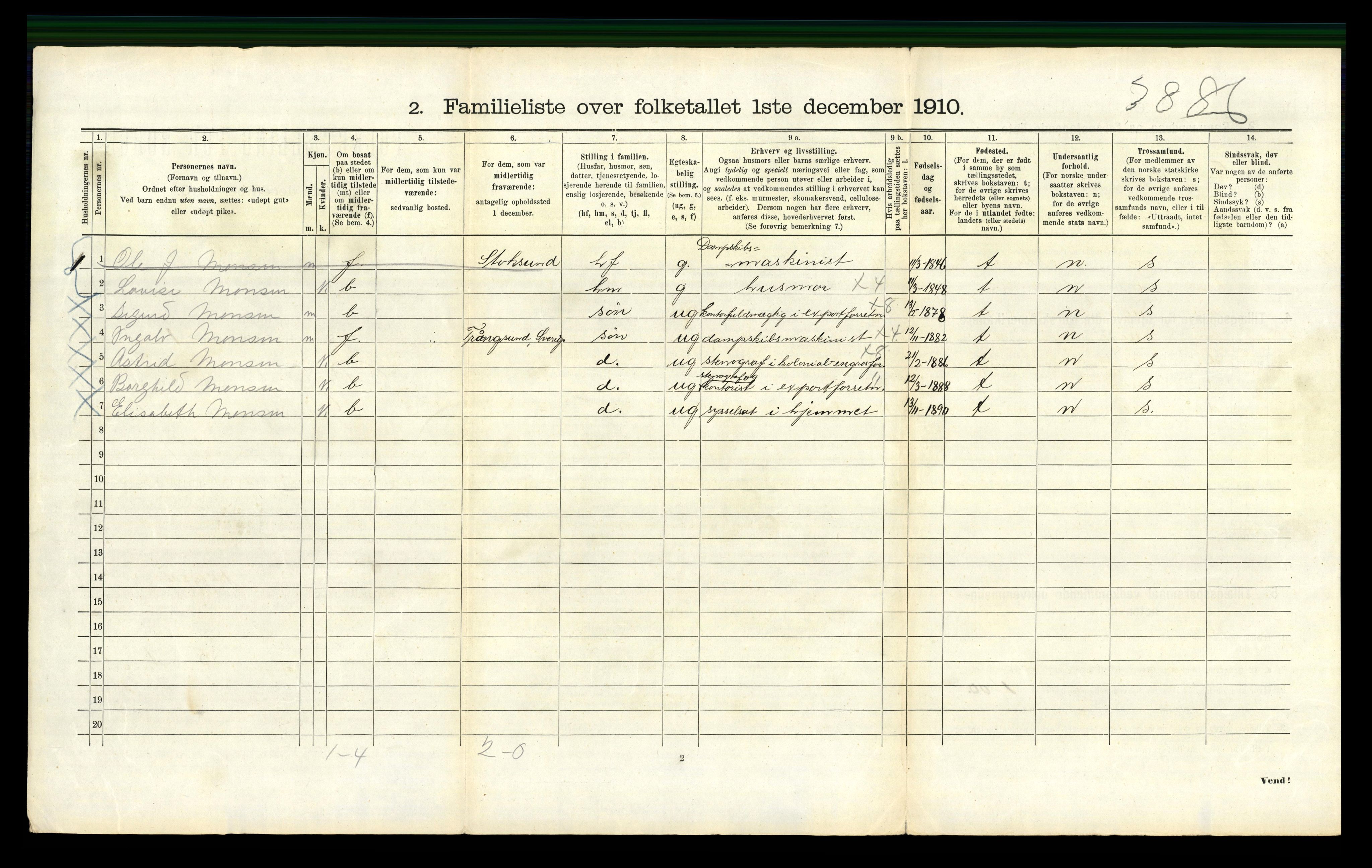 RA, 1910 census for Bergen, 1910, p. 44322