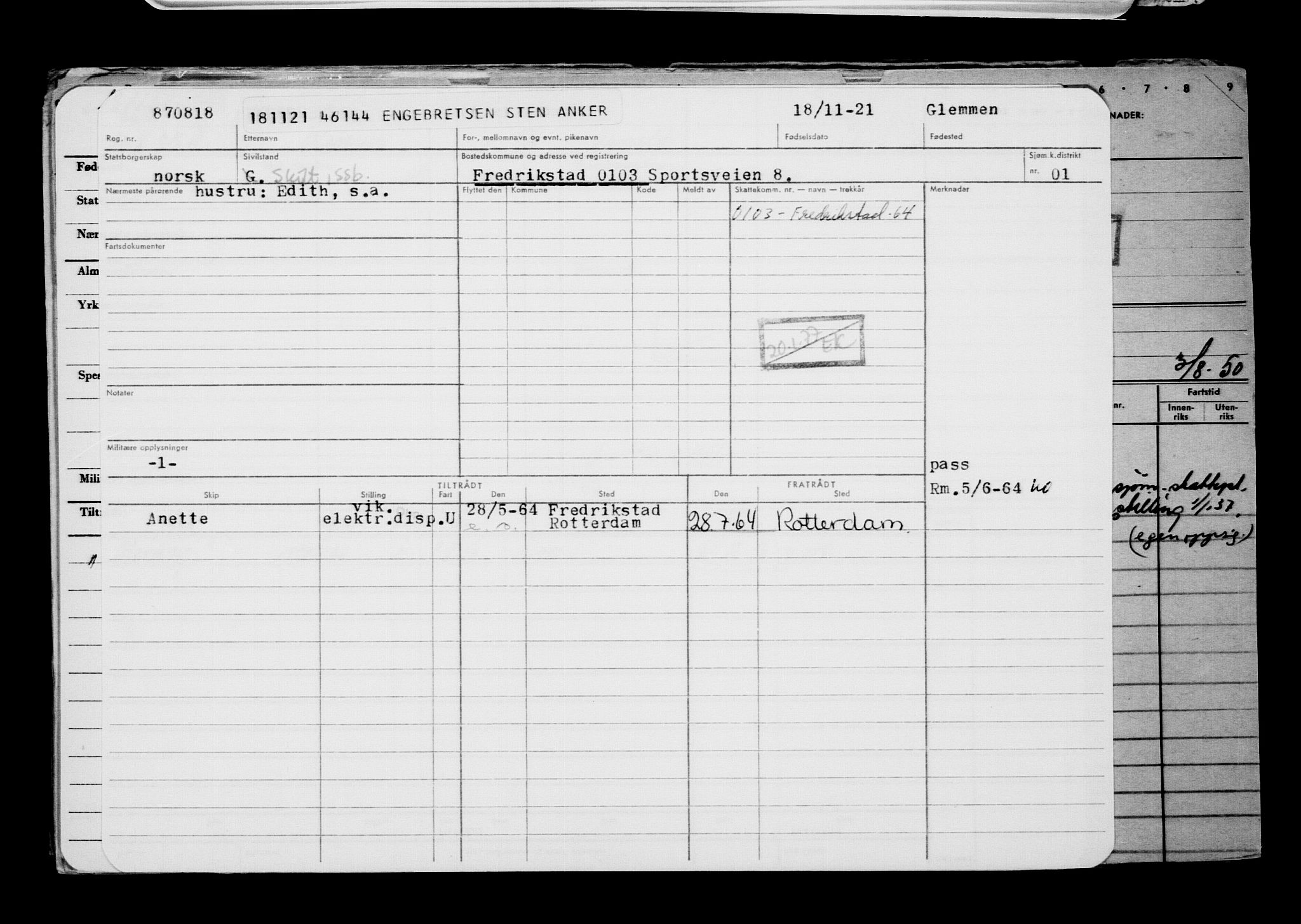 Direktoratet for sjømenn, AV/RA-S-3545/G/Gb/L0200: Hovedkort, 1921, p. 82