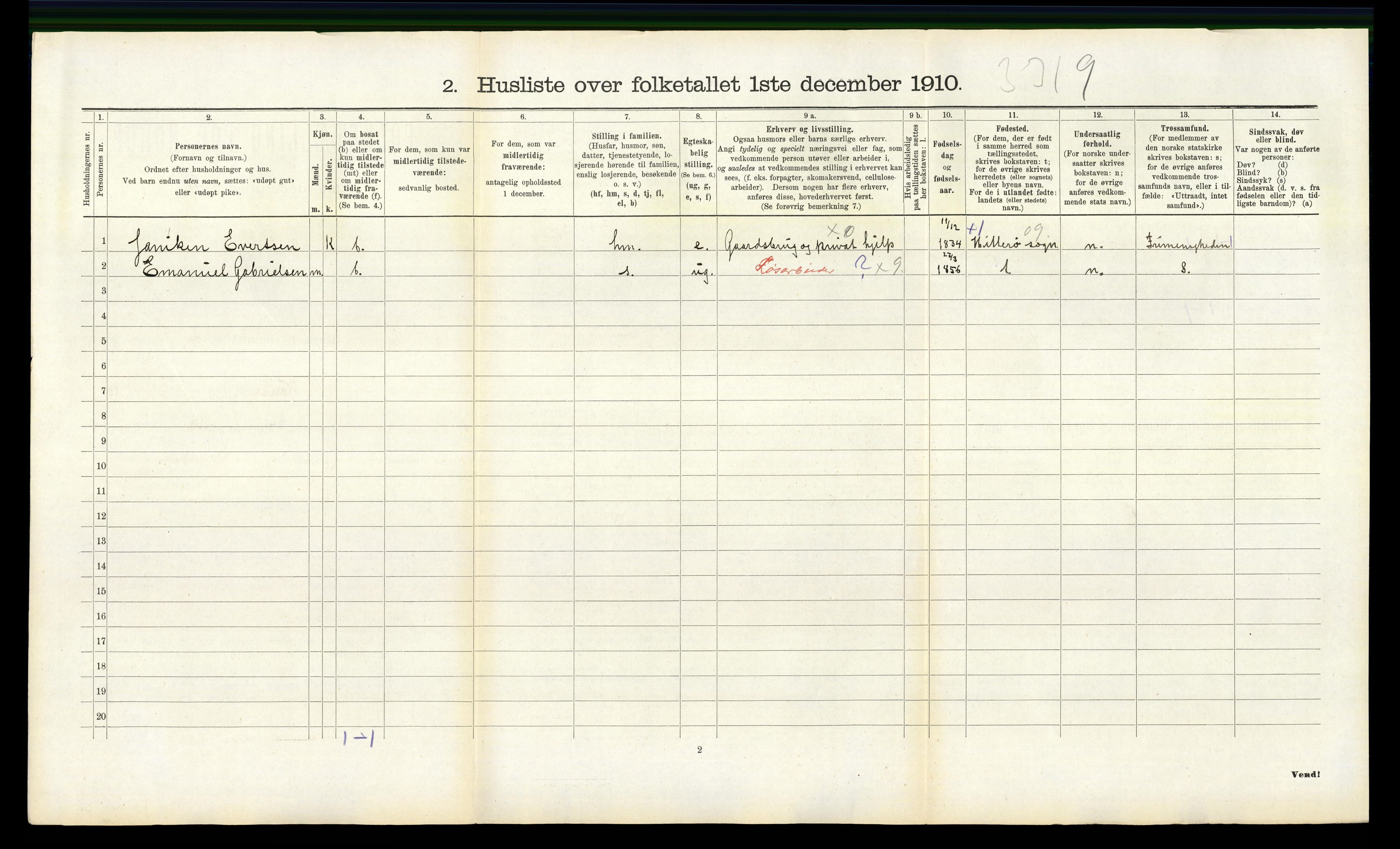 RA, 1910 census for Vanse, 1910, p. 1534