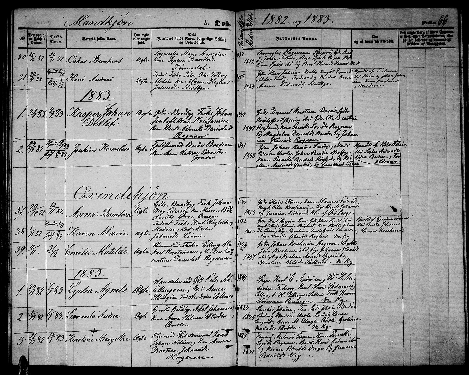 Ministerialprotokoller, klokkerbøker og fødselsregistre - Nordland, SAT/A-1459/847/L0679: Parish register (copy) no. 847C07, 1870-1888, p. 66