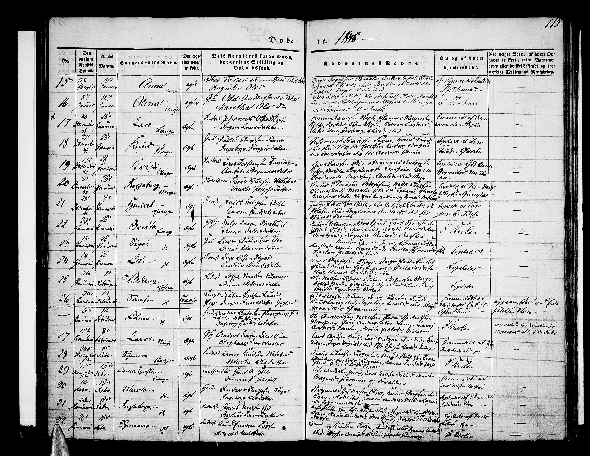 Voss sokneprestembete, SAB/A-79001/H/Haa: Parish register (official) no. A 13, 1836-1851, p. 115