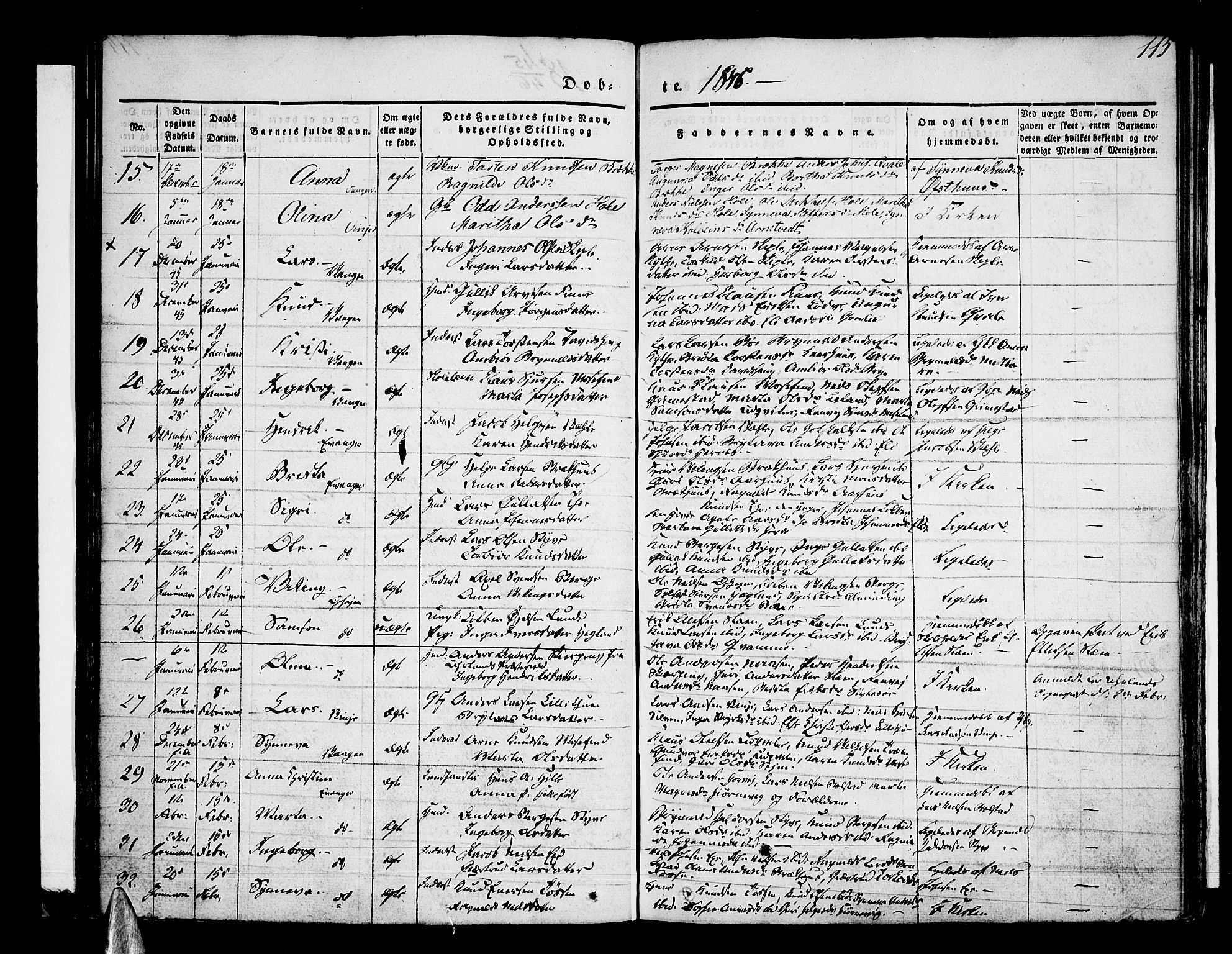 Voss sokneprestembete, AV/SAB-A-79001/H/Haa: Parish register (official) no. A 13, 1836-1851, p. 115