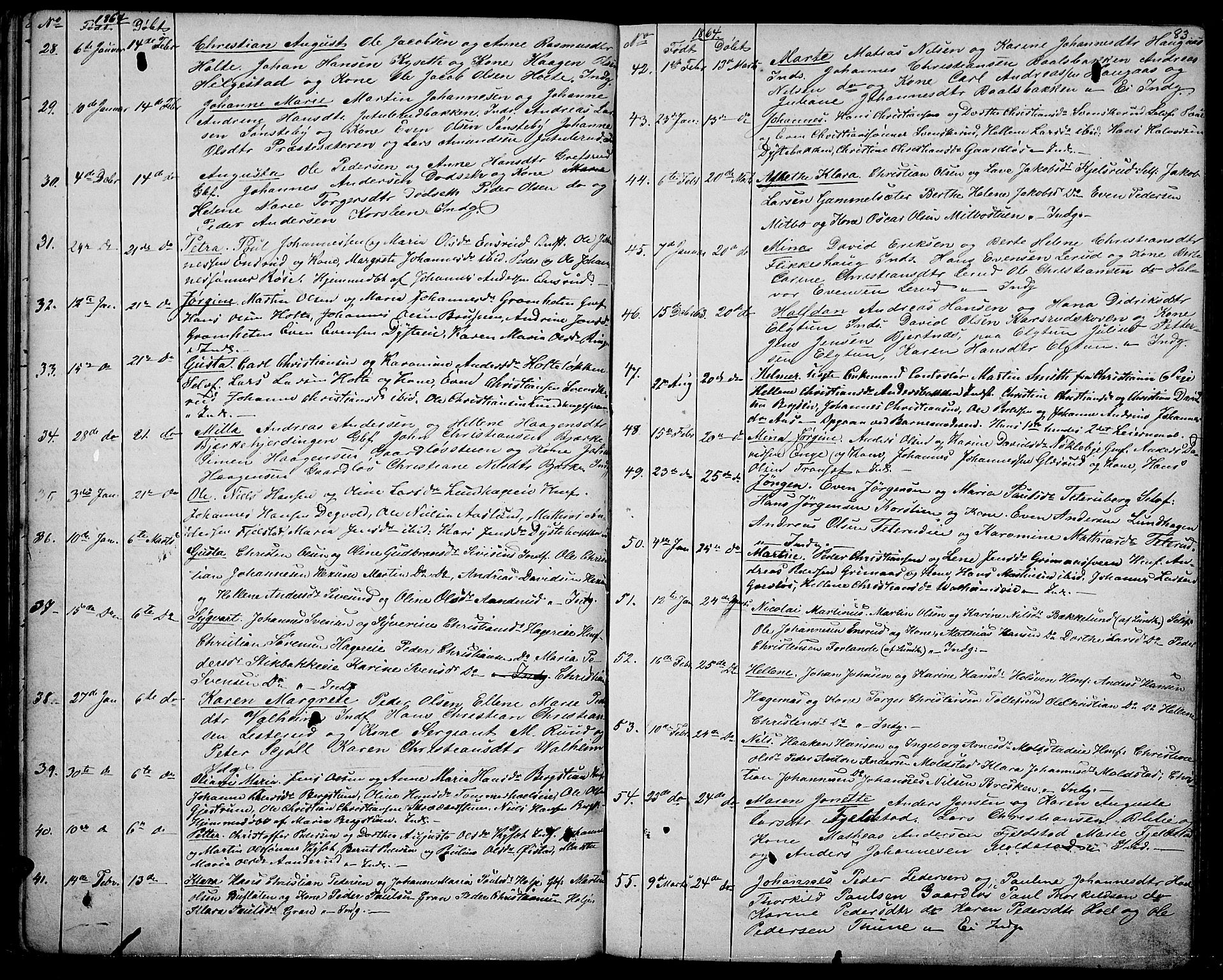 Vestre Toten prestekontor, SAH/PREST-108/H/Ha/Hab/L0005: Parish register (copy) no. 5, 1854-1870, p. 83