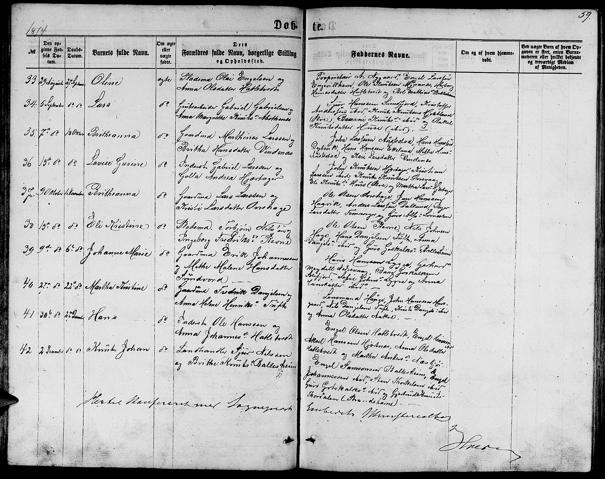 Fusa sokneprestembete, SAB/A-75401/H/Hab: Parish register (copy) no. C 1, 1861-1885, p. 59