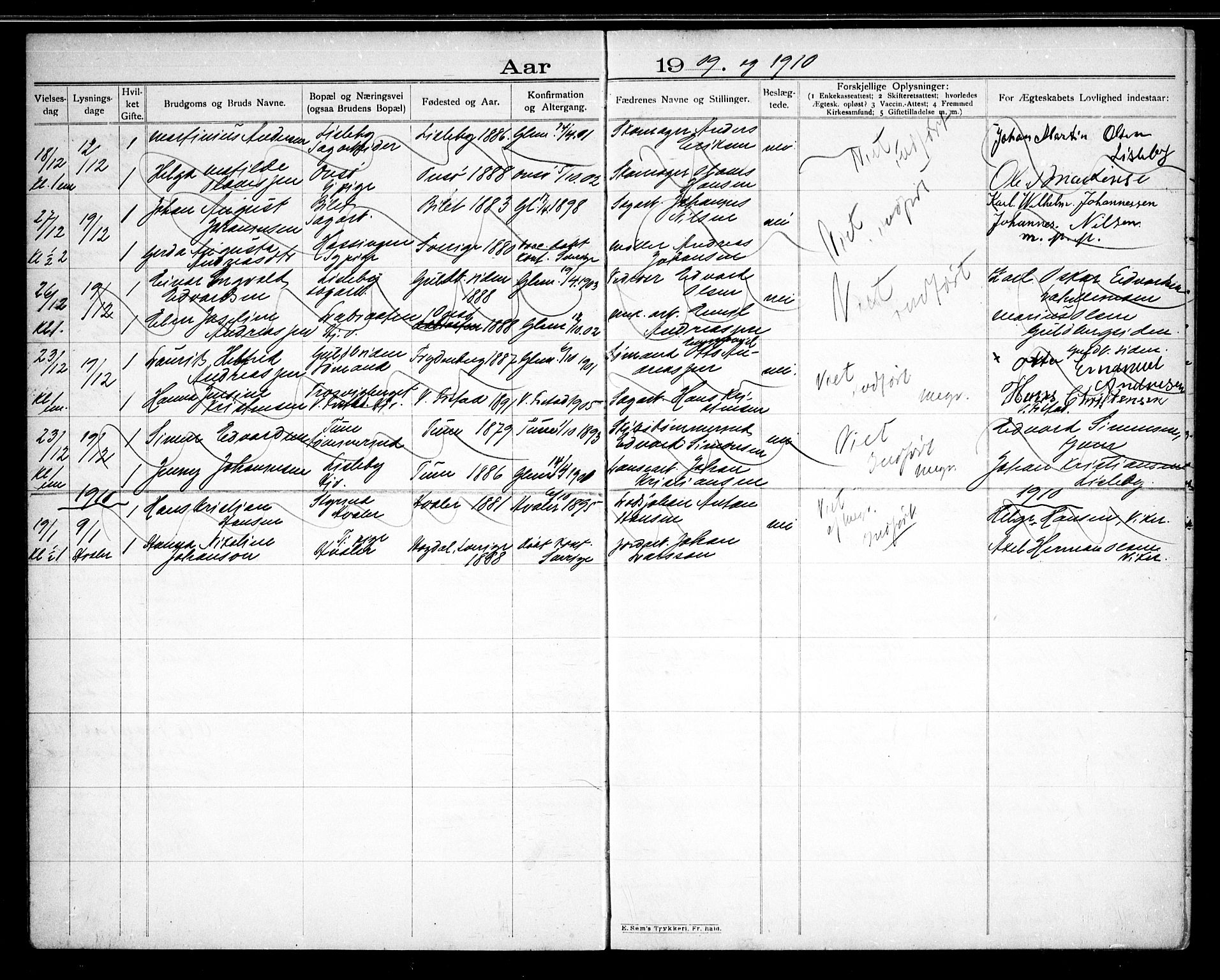 Glemmen prestekontor Kirkebøker, AV/SAO-A-10908/H/Ha/L0001: Banns register no. 1, 1909-1931