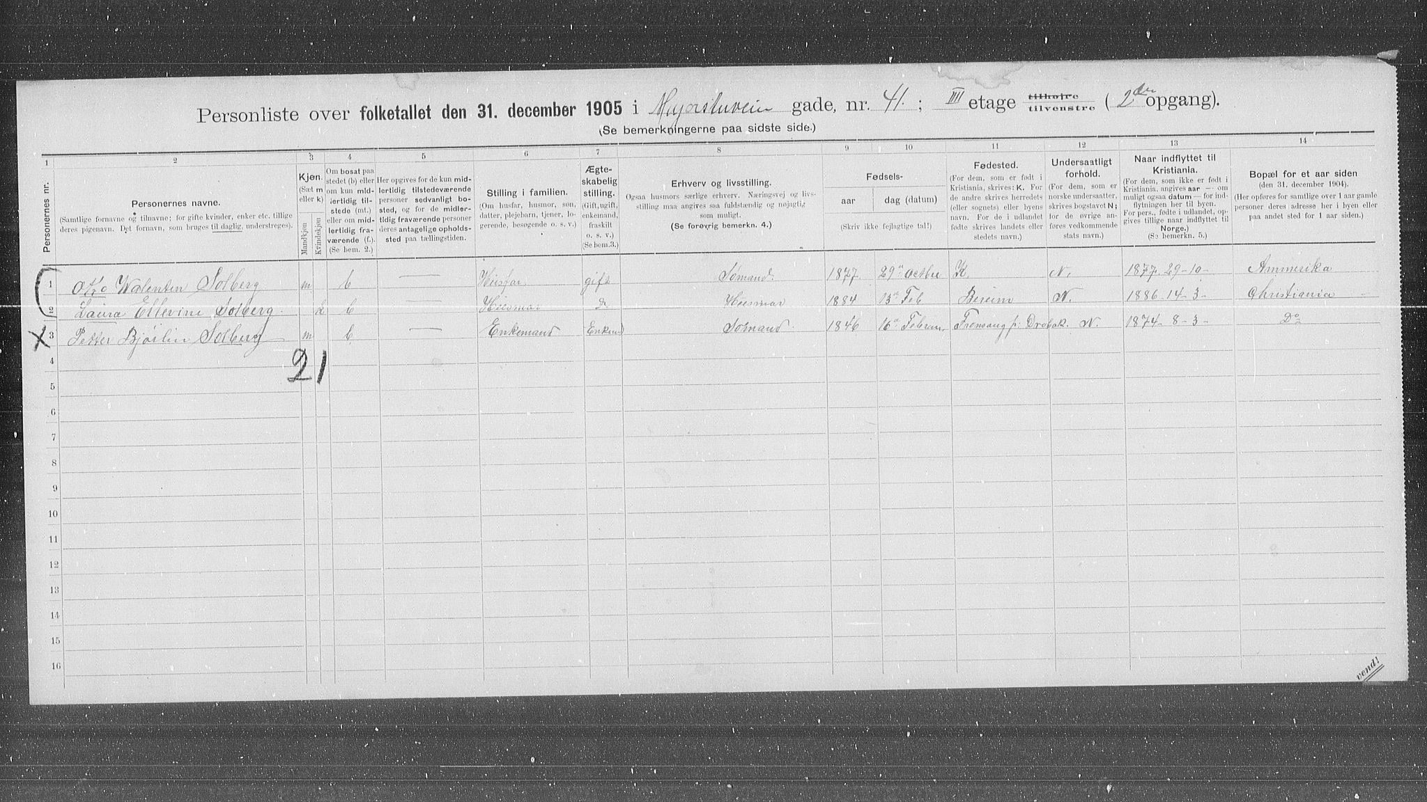 OBA, Municipal Census 1905 for Kristiania, 1905, p. 31483