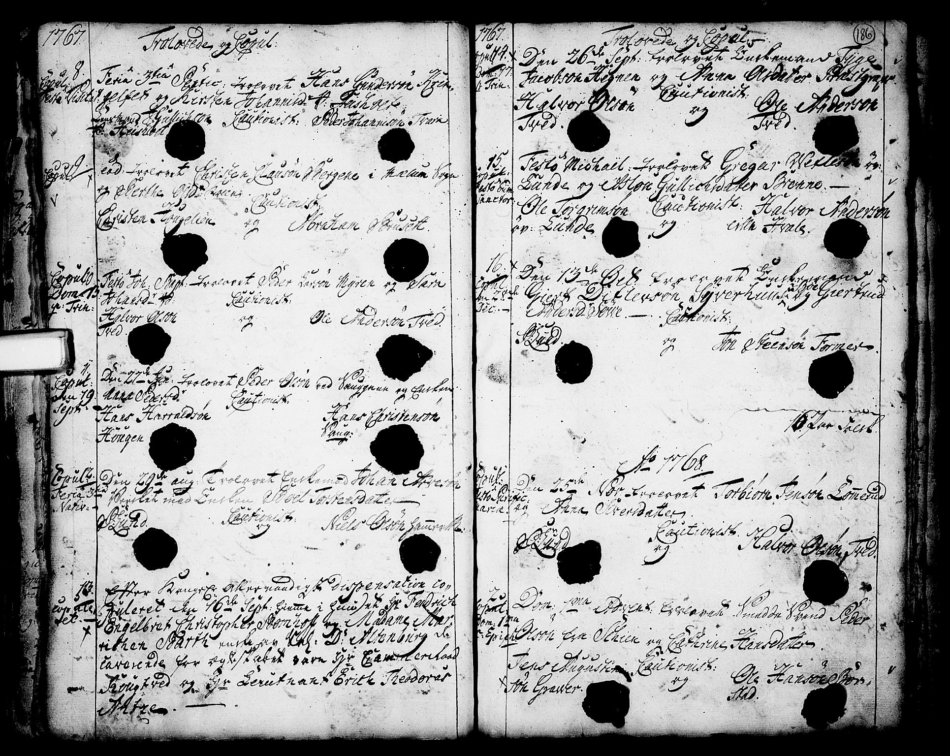 Holla kirkebøker, SAKO/A-272/F/Fa/L0001: Parish register (official) no. 1, 1717-1779, p. 186
