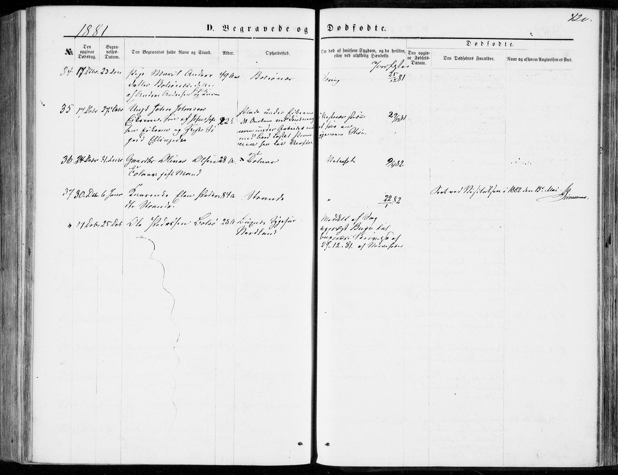 Ministerialprotokoller, klokkerbøker og fødselsregistre - Møre og Romsdal, AV/SAT-A-1454/555/L0655: Parish register (official) no. 555A05, 1869-1886, p. 420