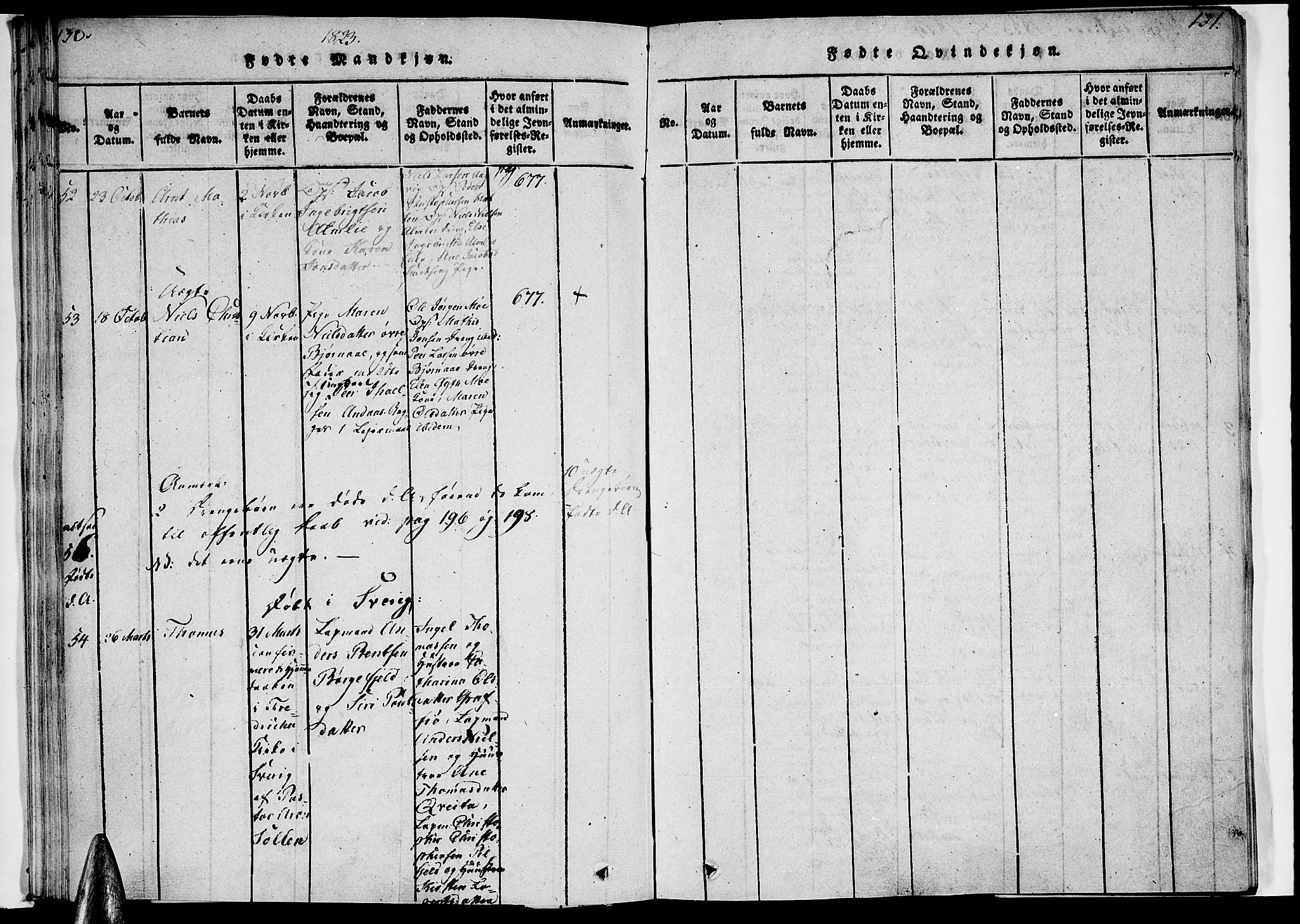 Ministerialprotokoller, klokkerbøker og fødselsregistre - Nordland, AV/SAT-A-1459/820/L0288: Parish register (official) no. 820A09, 1820-1825, p. 130-131