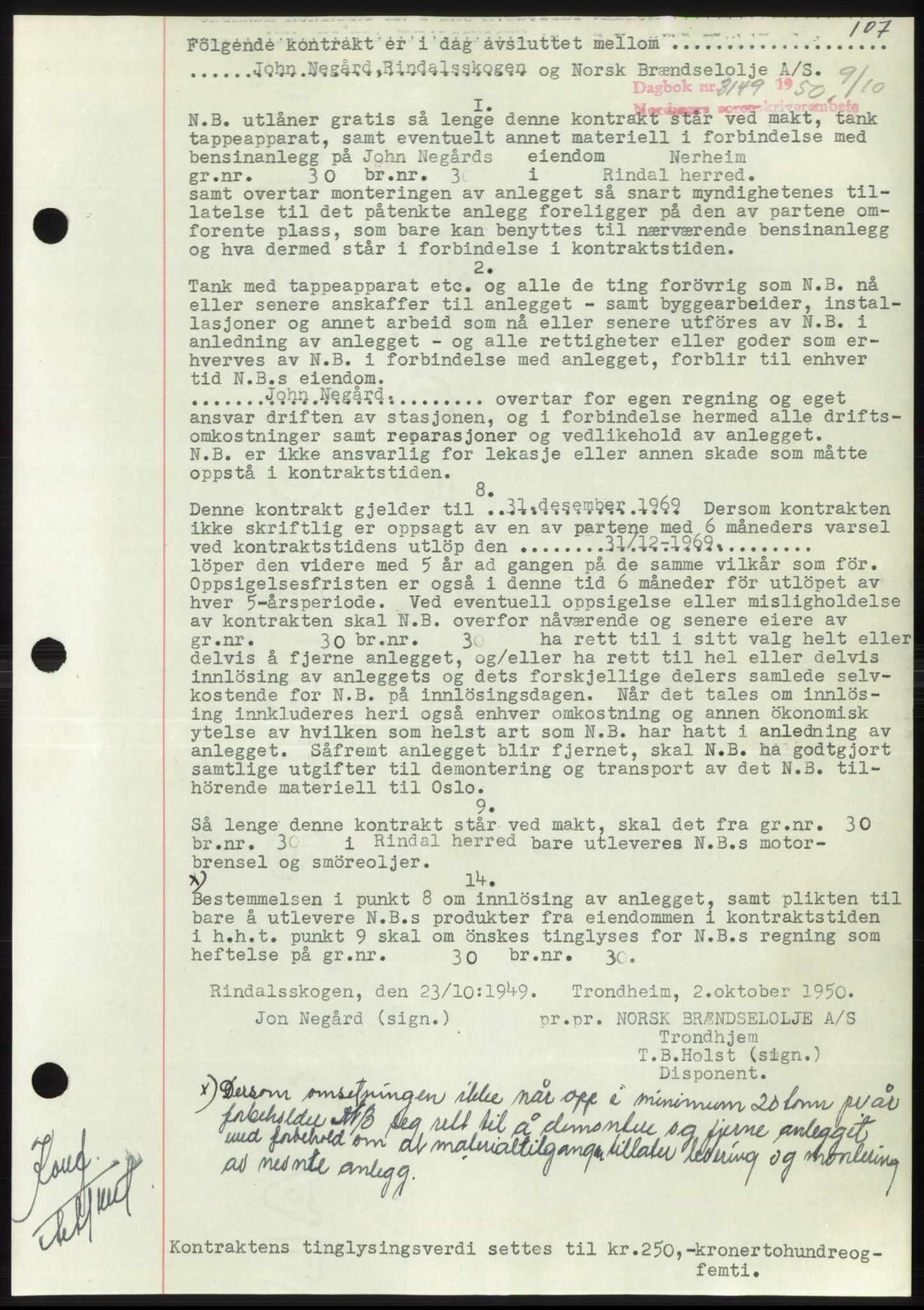 Nordmøre sorenskriveri, AV/SAT-A-4132/1/2/2Ca: Mortgage book no. B106, 1950-1950, Diary no: : 3149/1950