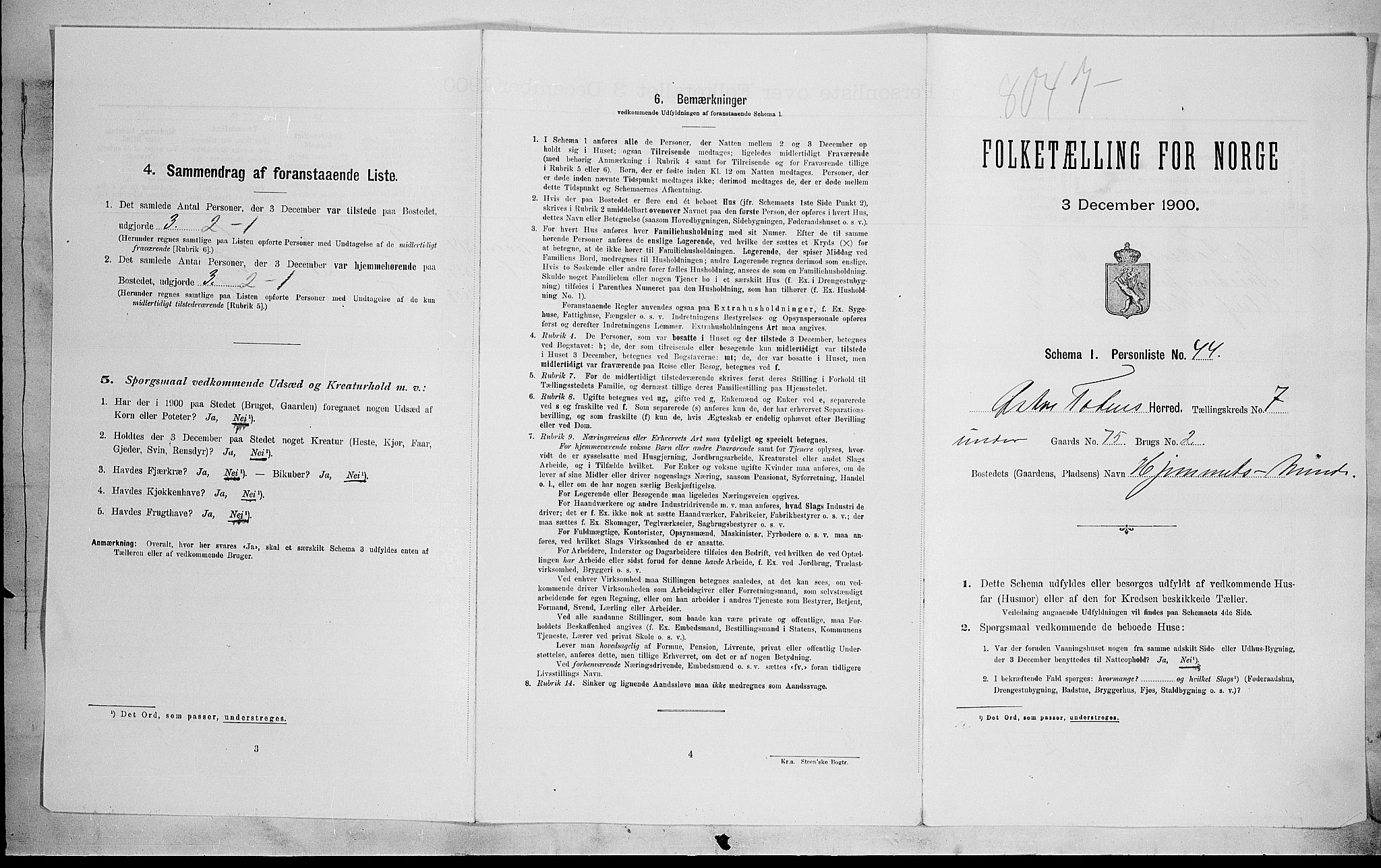 SAH, 1900 census for Østre Toten, 1900, p. 1872