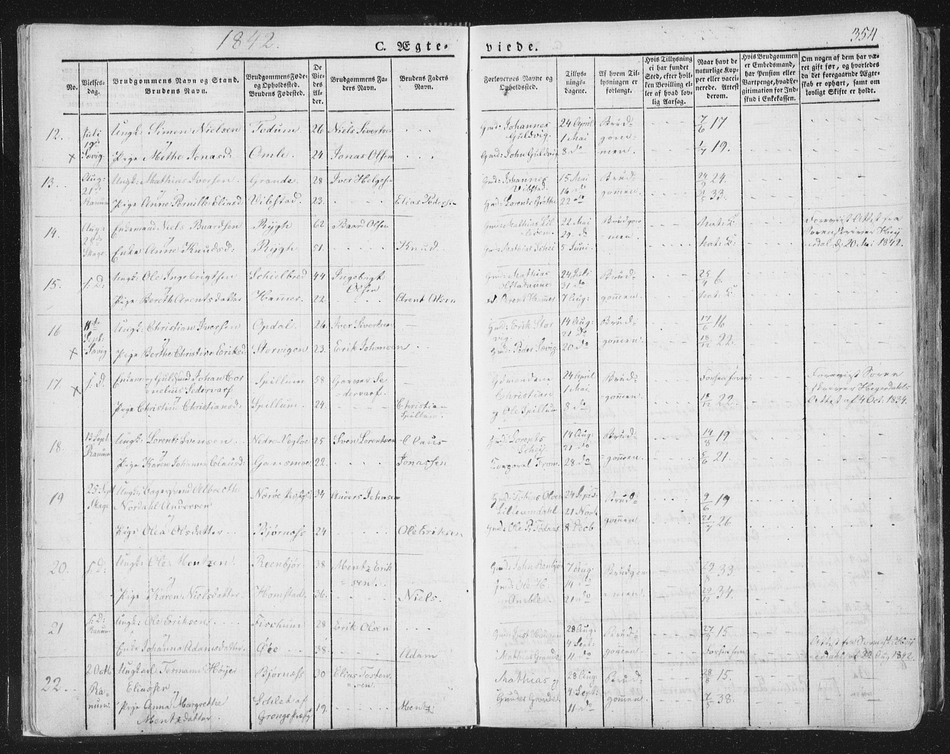 Ministerialprotokoller, klokkerbøker og fødselsregistre - Nord-Trøndelag, SAT/A-1458/764/L0552: Parish register (official) no. 764A07b, 1824-1865, p. 354