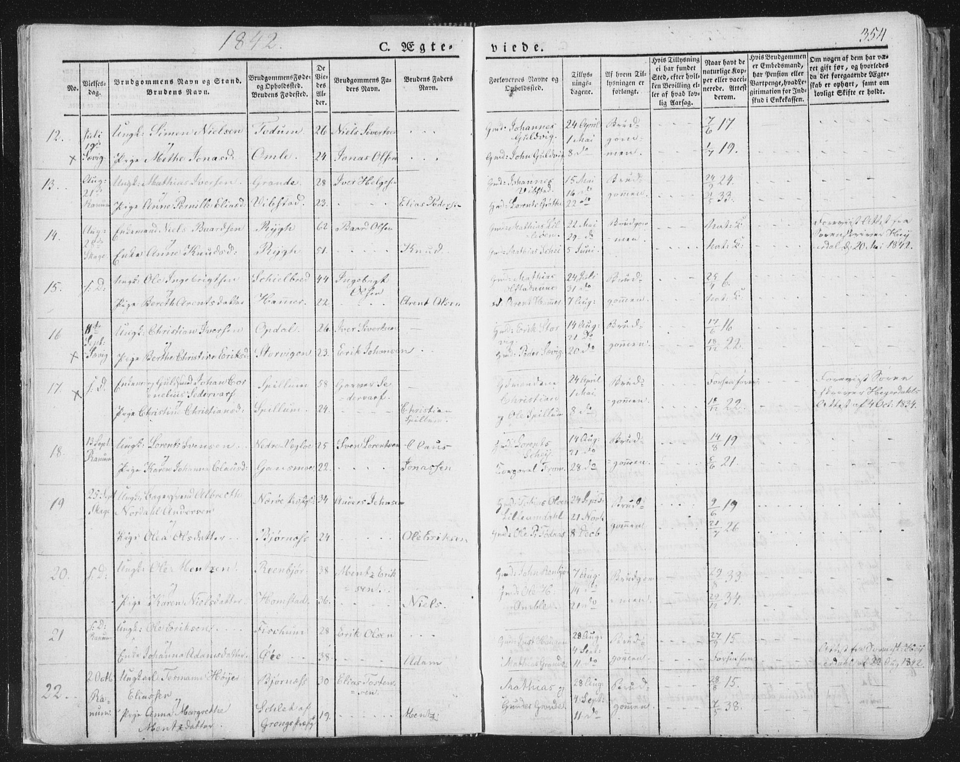 Ministerialprotokoller, klokkerbøker og fødselsregistre - Nord-Trøndelag, AV/SAT-A-1458/764/L0552: Parish register (official) no. 764A07b, 1824-1865, p. 354