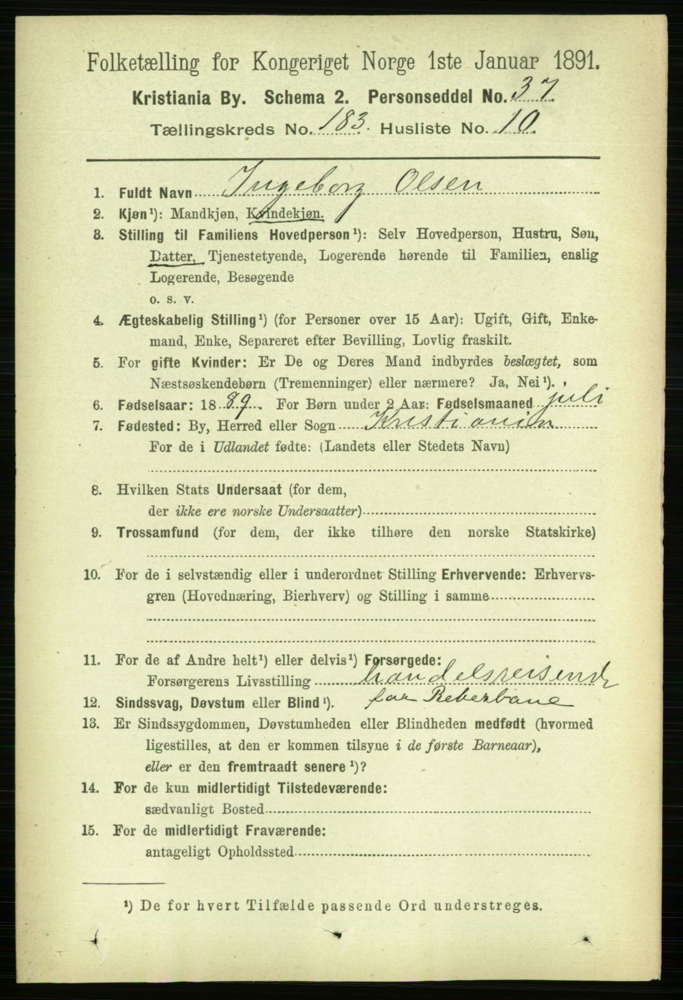 RA, 1891 census for 0301 Kristiania, 1891, p. 109721