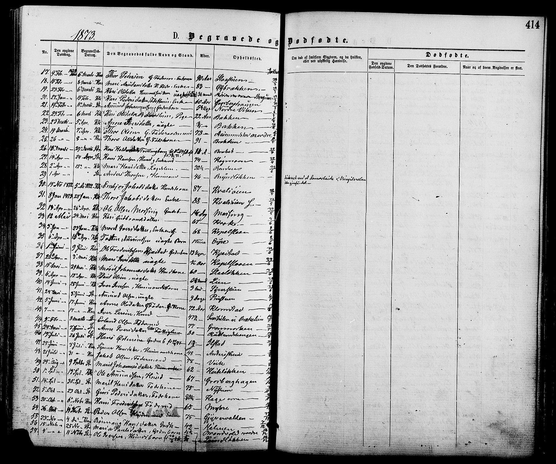 Nord-Fron prestekontor, AV/SAH-PREST-080/H/Ha/Haa/L0002: Parish register (official) no. 2, 1865-1883, p. 414