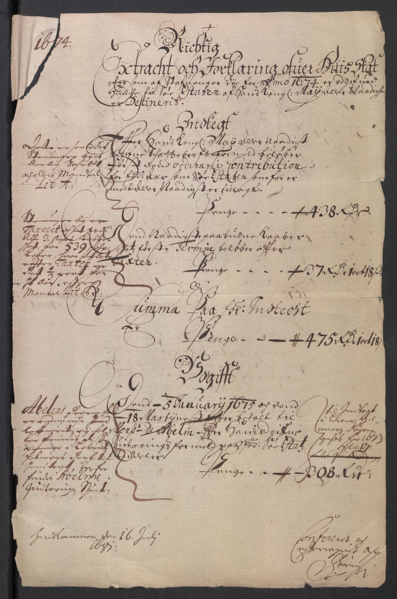 Rentekammeret inntil 1814, Reviderte regnskaper, Byregnskaper, RA/EA-4066/R/Ro/L0300: [O3] Kontribusjonsregnskap, 1661-1678, p. 147