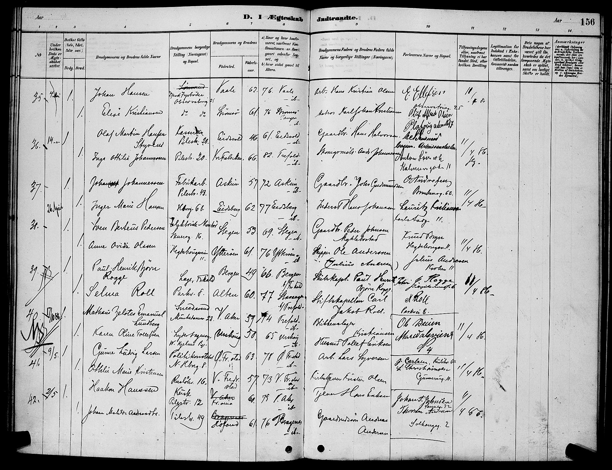 Trefoldighet prestekontor Kirkebøker, AV/SAO-A-10882/H/Ha/L0003: Banns register no. 3, 1878-1888, p. 156