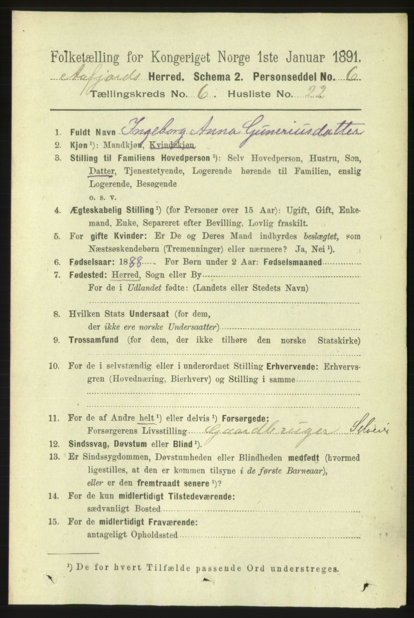 RA, 1891 census for 1630 Åfjord, 1891, p. 1608