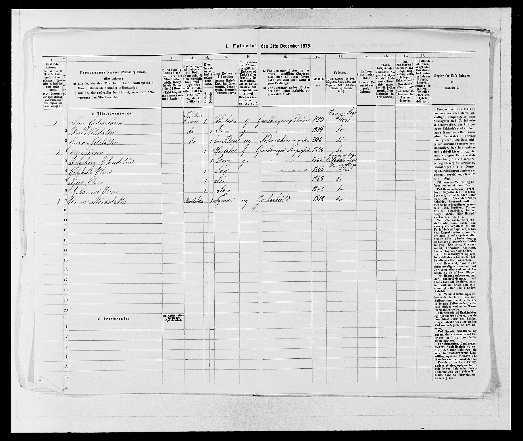 SAB, 1875 census for 1235P Voss, 1875, p. 1296