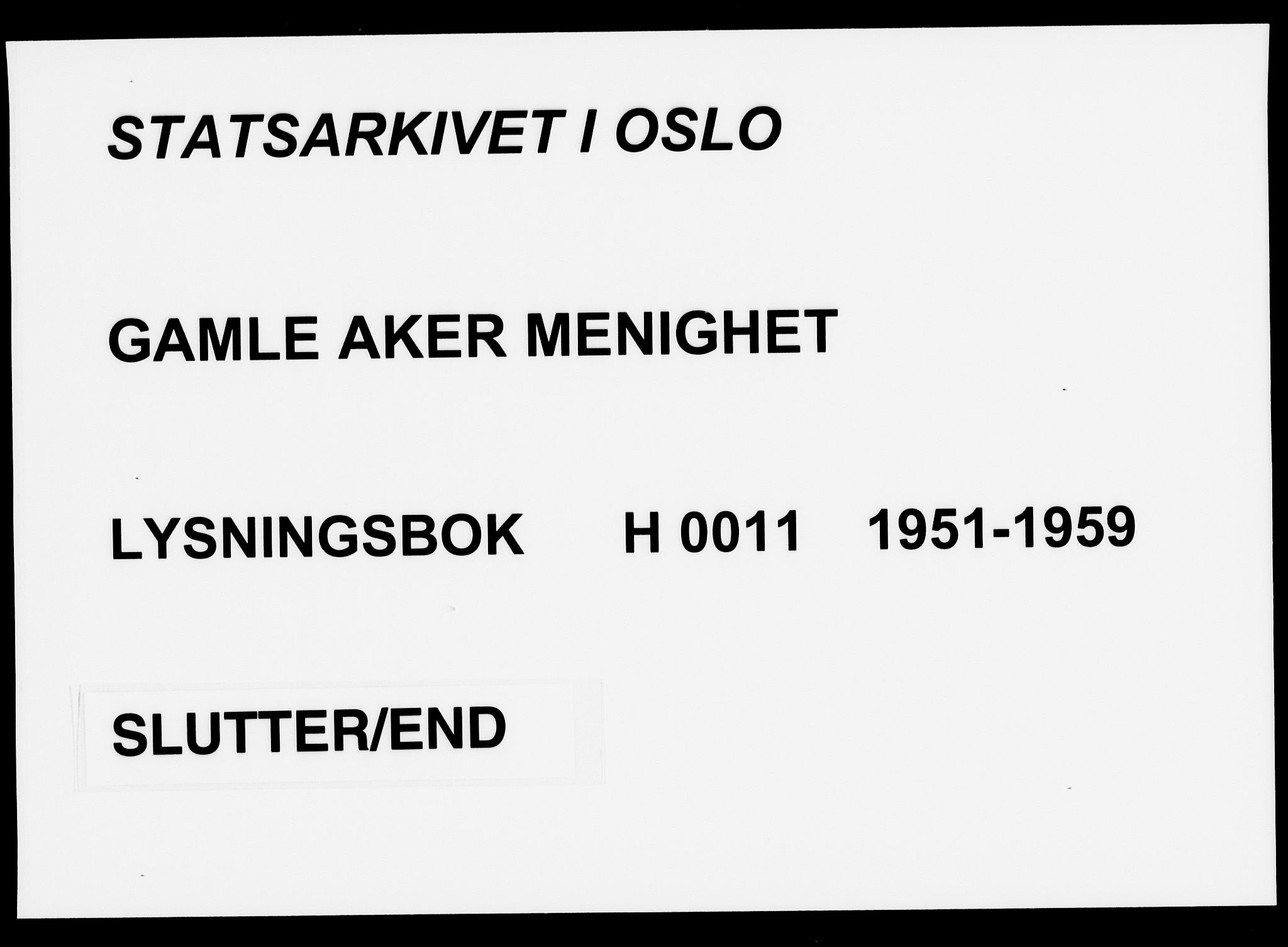 Gamle Aker prestekontor Kirkebøker, SAO/A-10617a/H/L0011: Banns register no. 11, 1951-1959