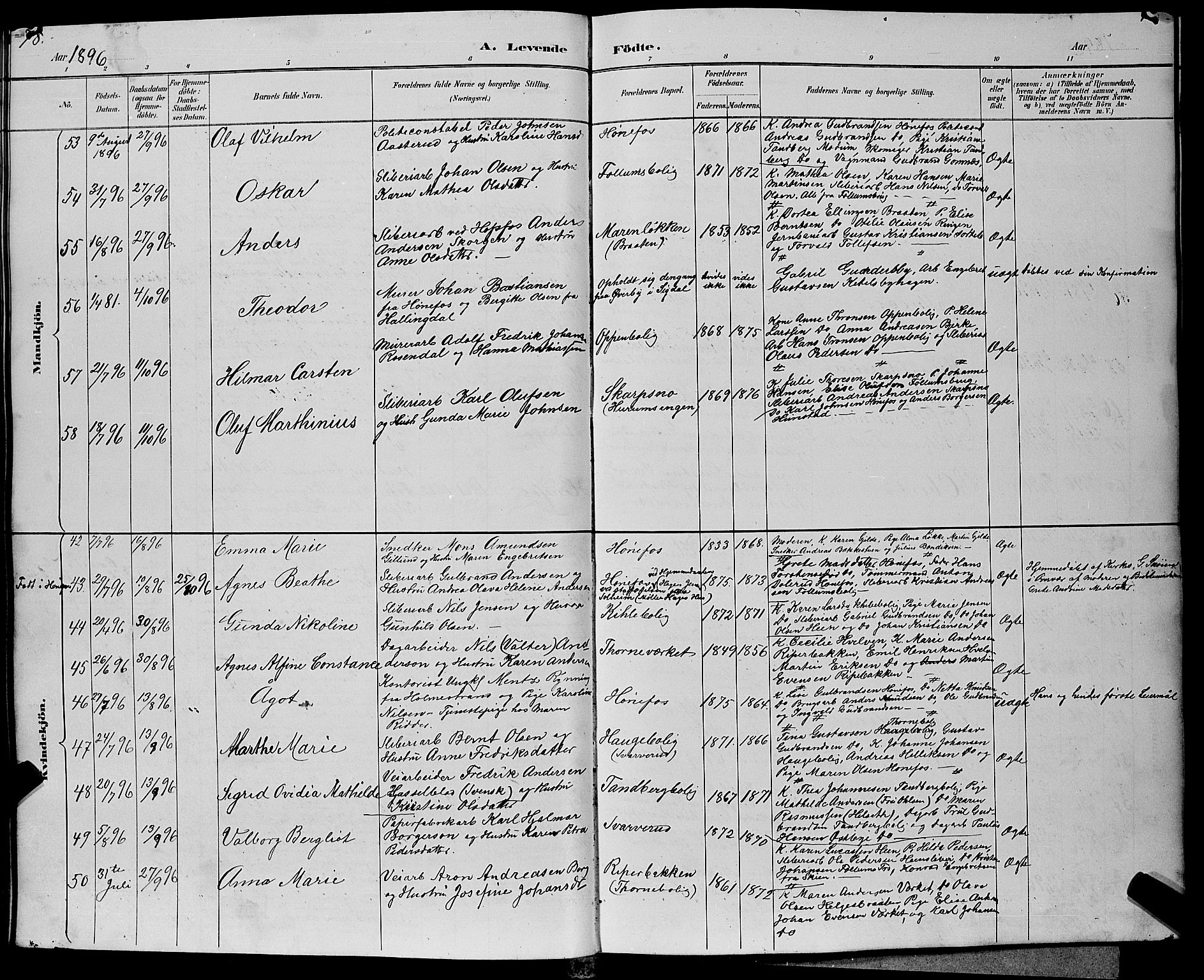 Hønefoss kirkebøker, SAKO/A-609/G/Ga/L0002: Parish register (copy) no. 2, 1888-1904, p. 78