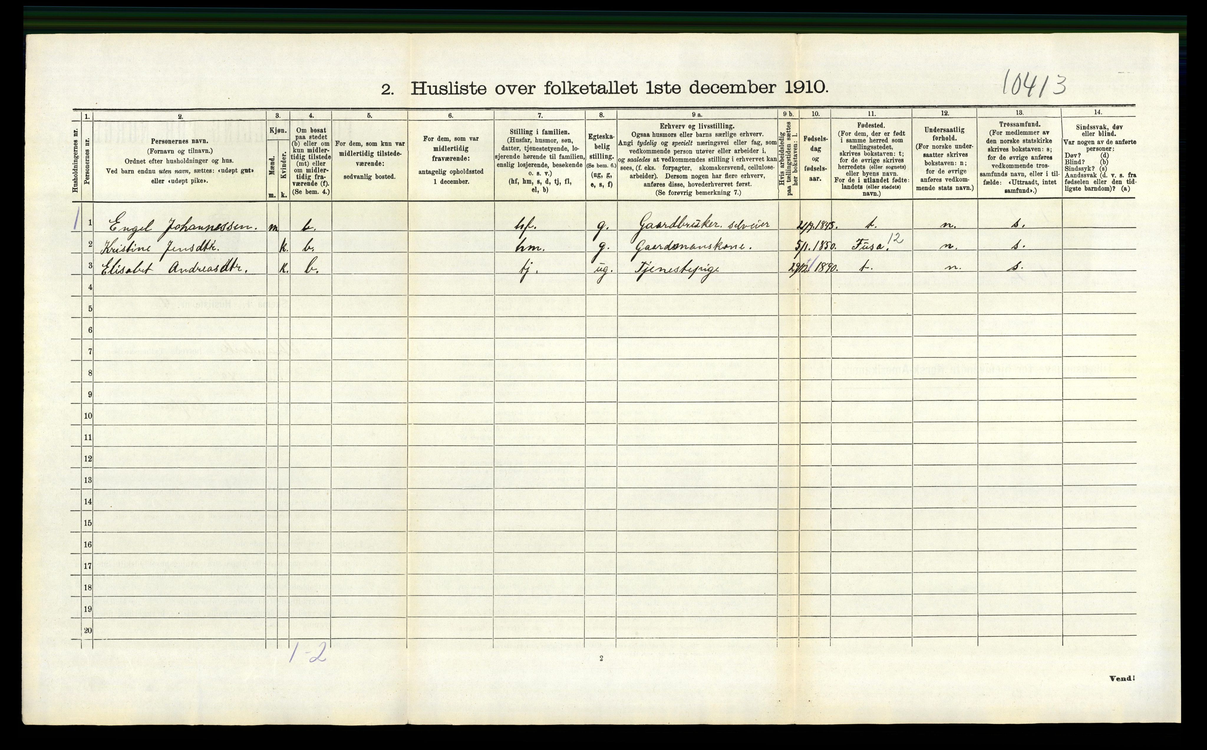 RA, 1910 census for Strandvik, 1910, p. 230