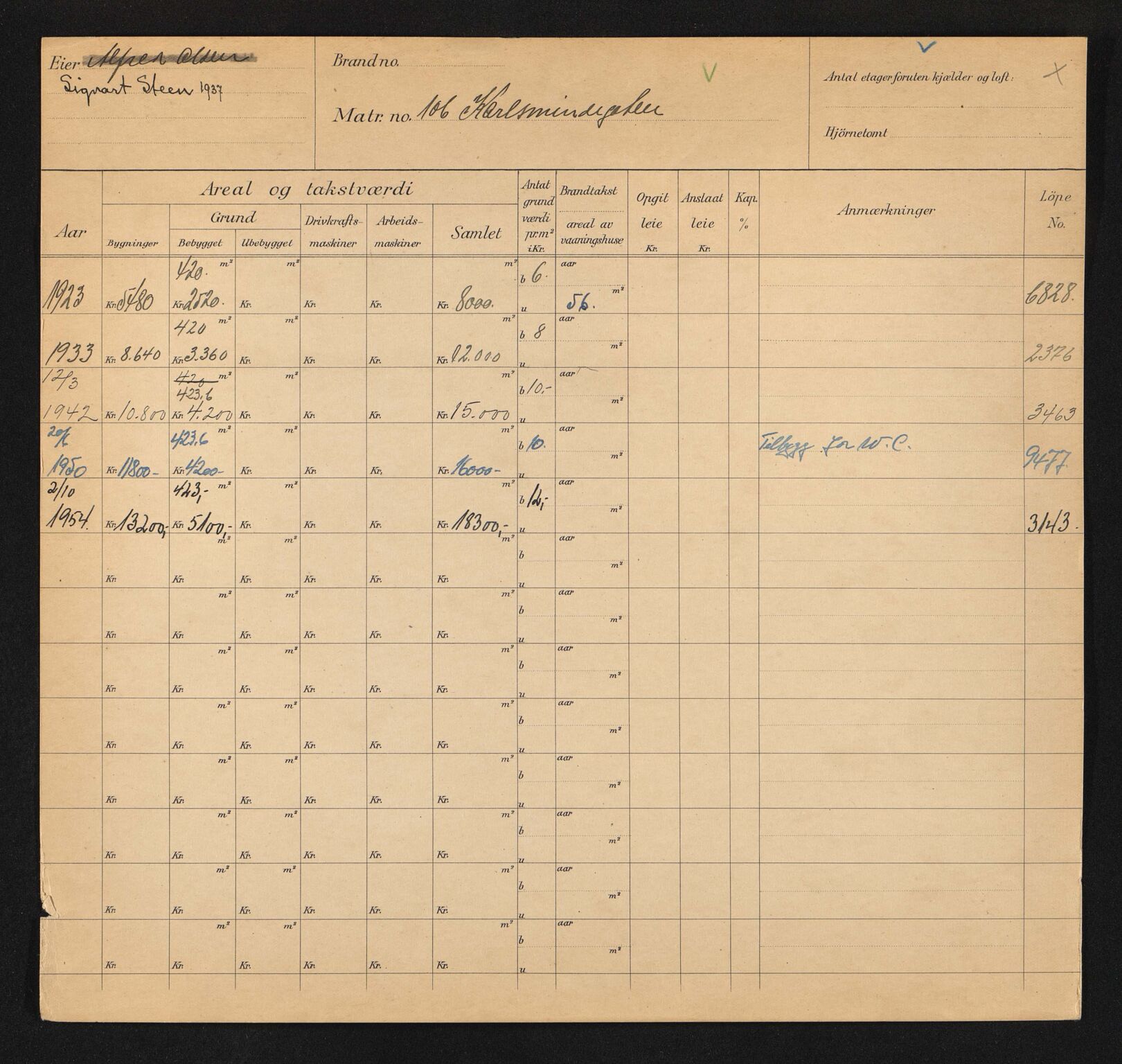 Stavanger kommune. Skattetakstvesenet, BYST/A-0440/F/Fa/Faa/L0024/0005: Skattetakstkort / Karlsminnegata 102 - 123