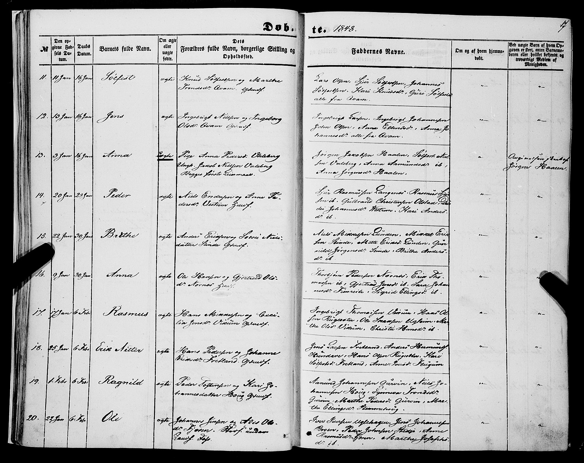 Sogndal sokneprestembete, AV/SAB-A-81301/H/Haa/Haaa/L0012I: Parish register (official) no. A 12I, 1847-1859, p. 17