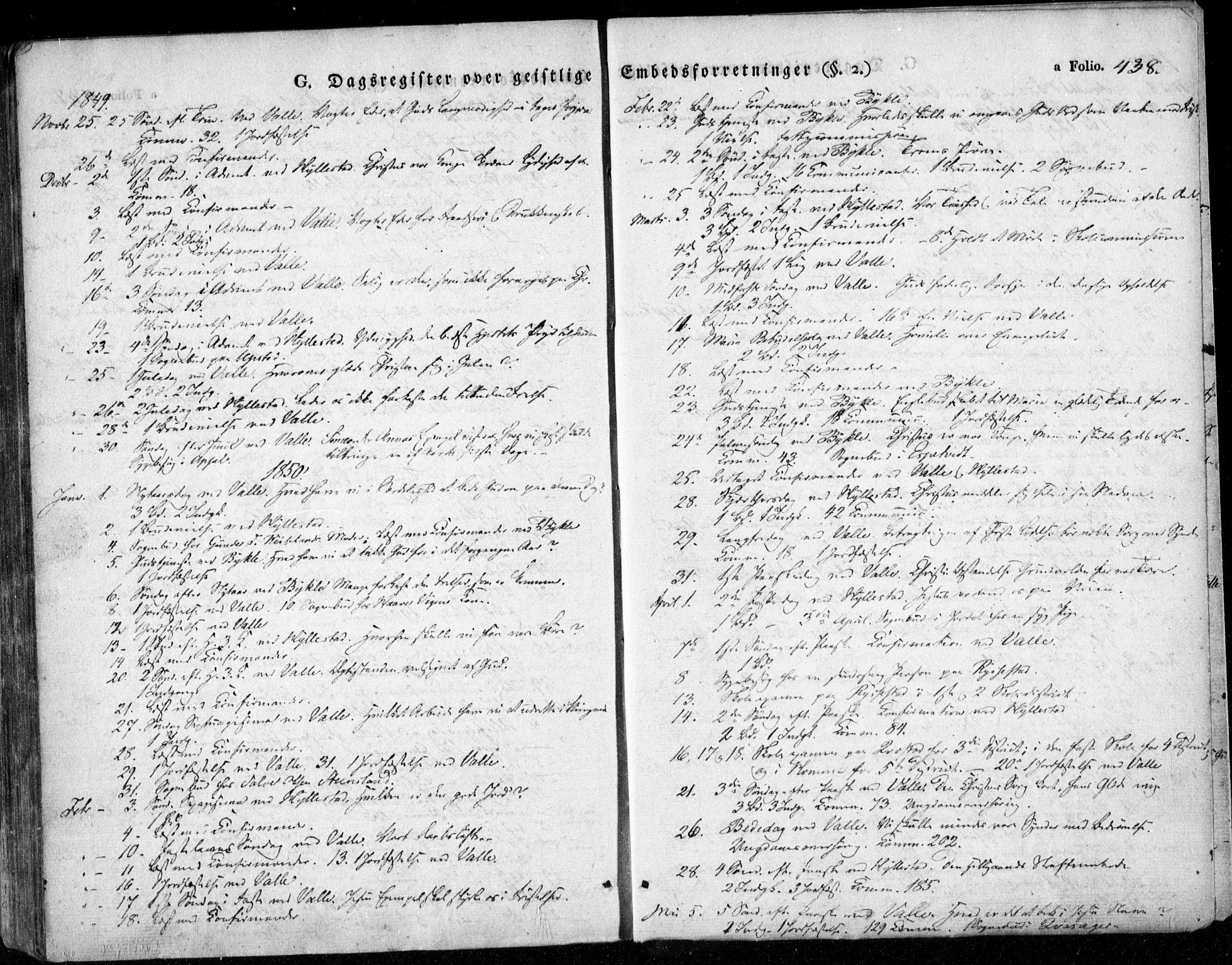 Valle sokneprestkontor, SAK/1111-0044/F/Fa/Fac/L0006: Parish register (official) no. A 6, 1831-1853, p. 438