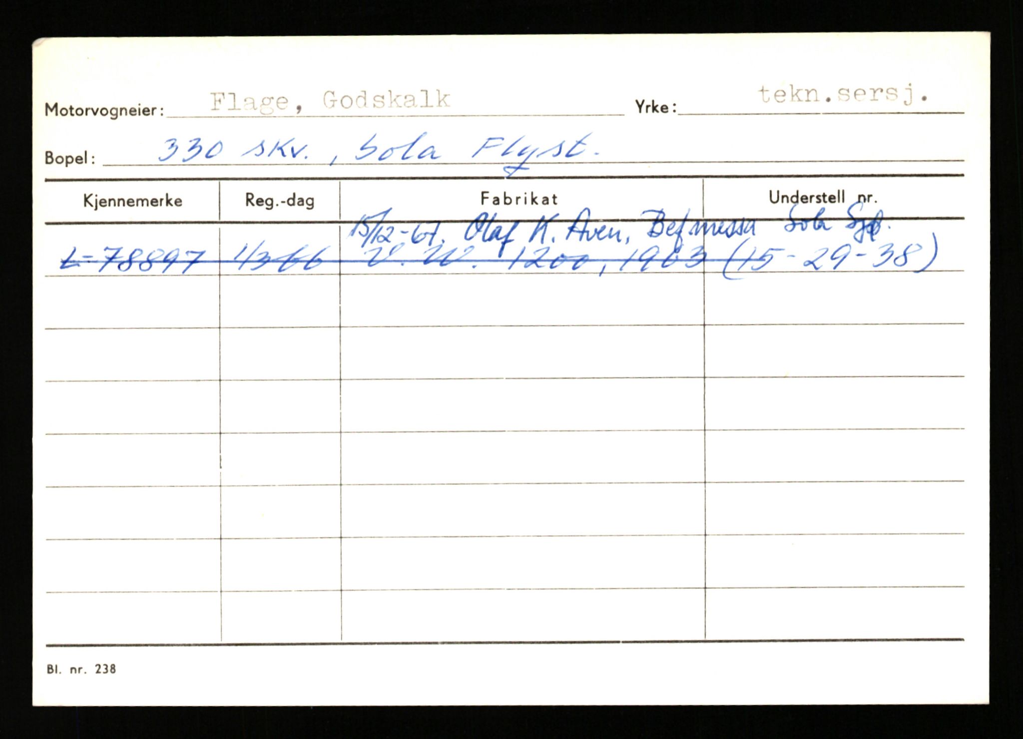 Stavanger trafikkstasjon, SAST/A-101942/0/H/L0009: Fjælberg - Fuglerud, 1930-1971, p. 483