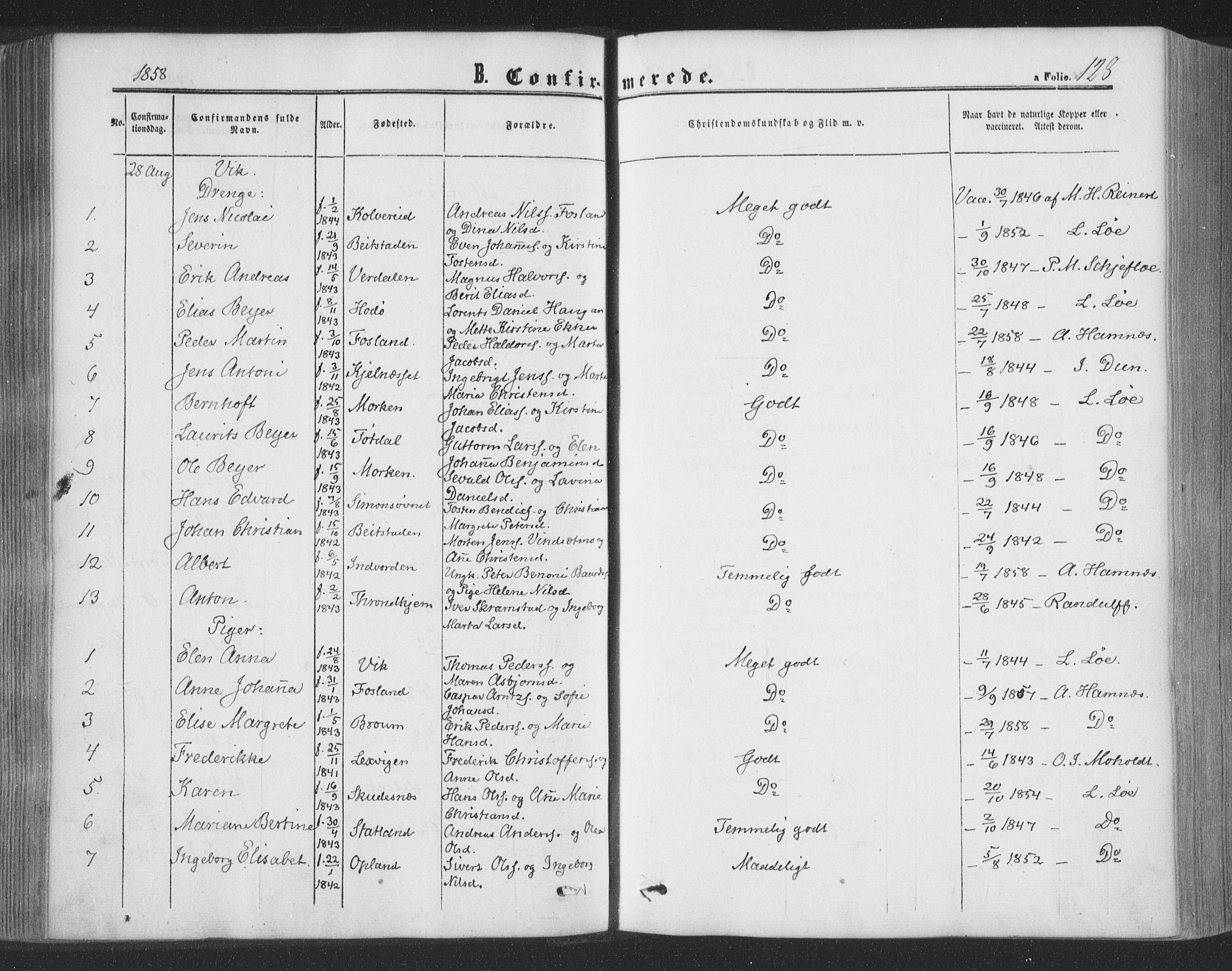 Ministerialprotokoller, klokkerbøker og fødselsregistre - Nord-Trøndelag, AV/SAT-A-1458/773/L0615: Parish register (official) no. 773A06, 1857-1870, p. 128