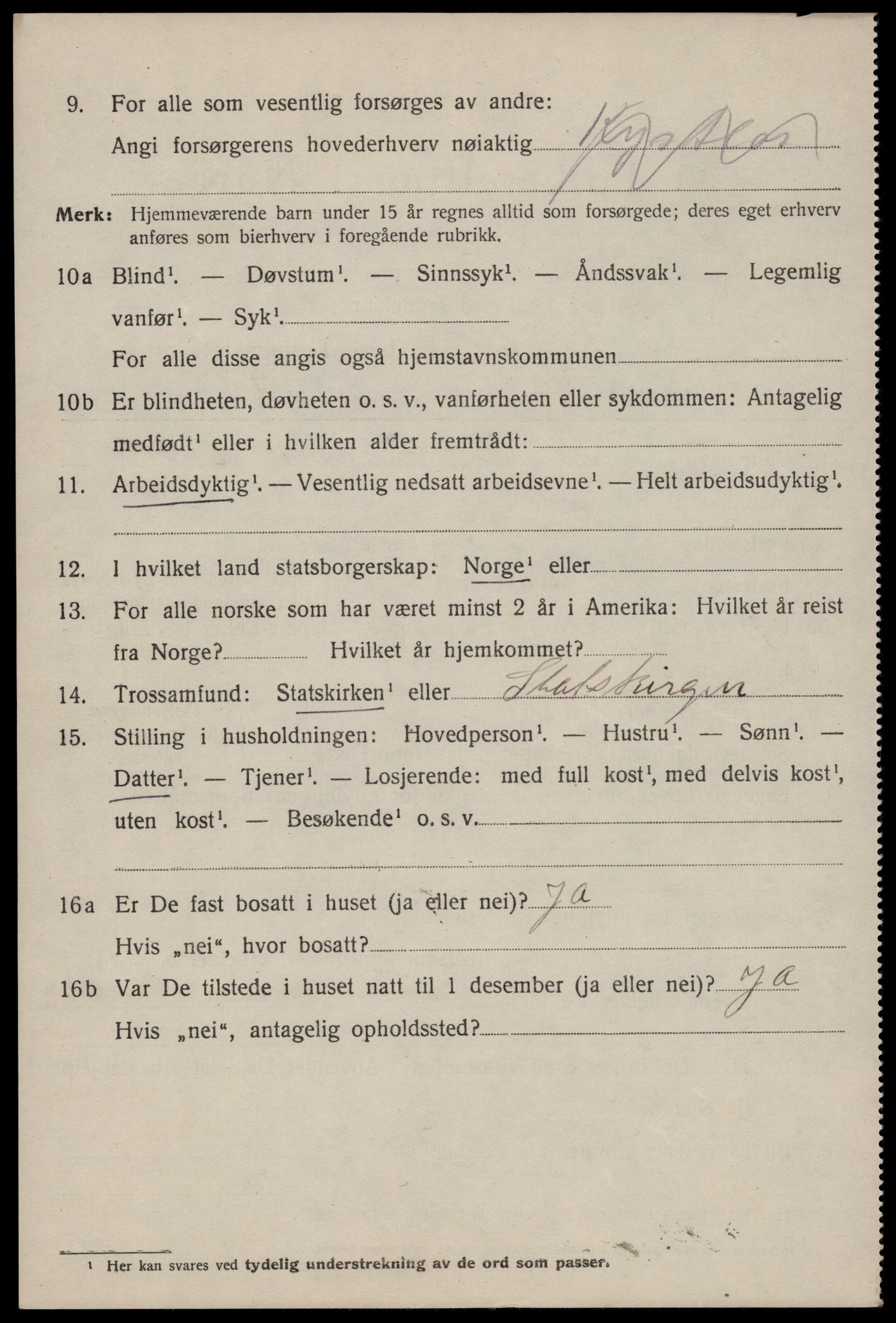 SAST, 1920 census for Stavanger, 1920, p. 95257