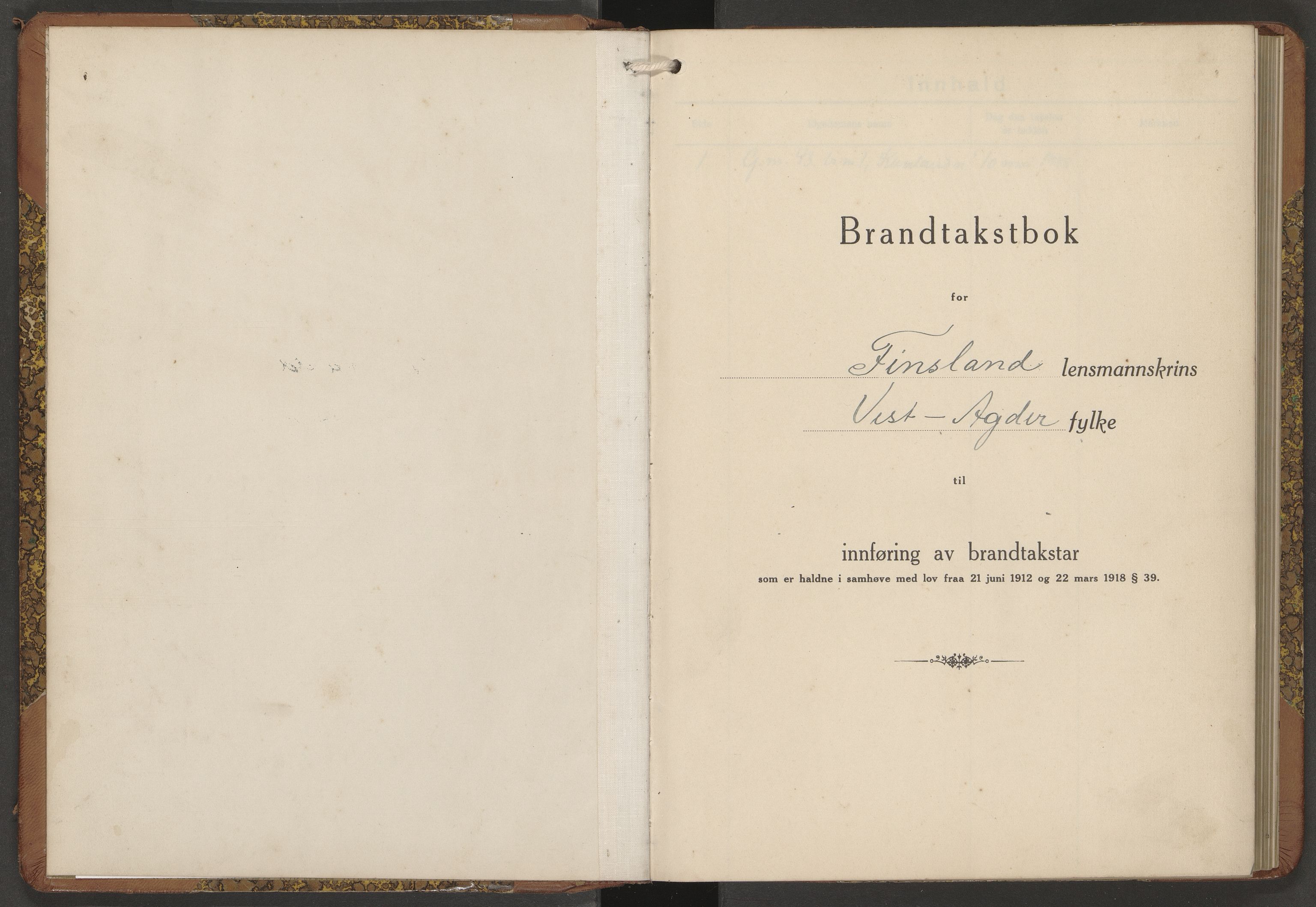 Norges Brannkasse Finsland, AV/SAK-2241-0013/F/Fa/L0003: Branntakstprotokoll nr. 3 med gårdsnavnregister, 1938-1952