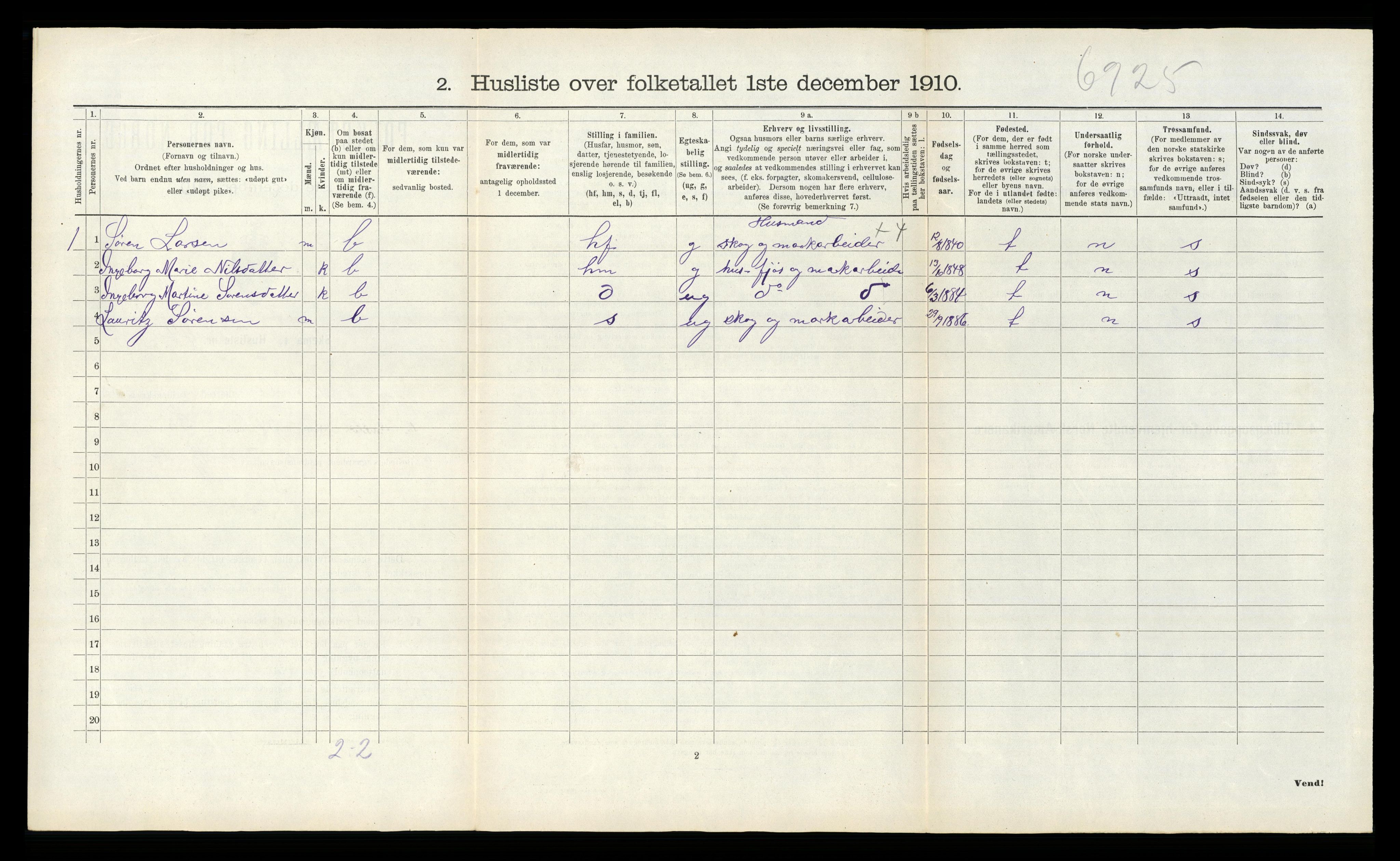 RA, 1910 census for Bamble, 1910, p. 1201