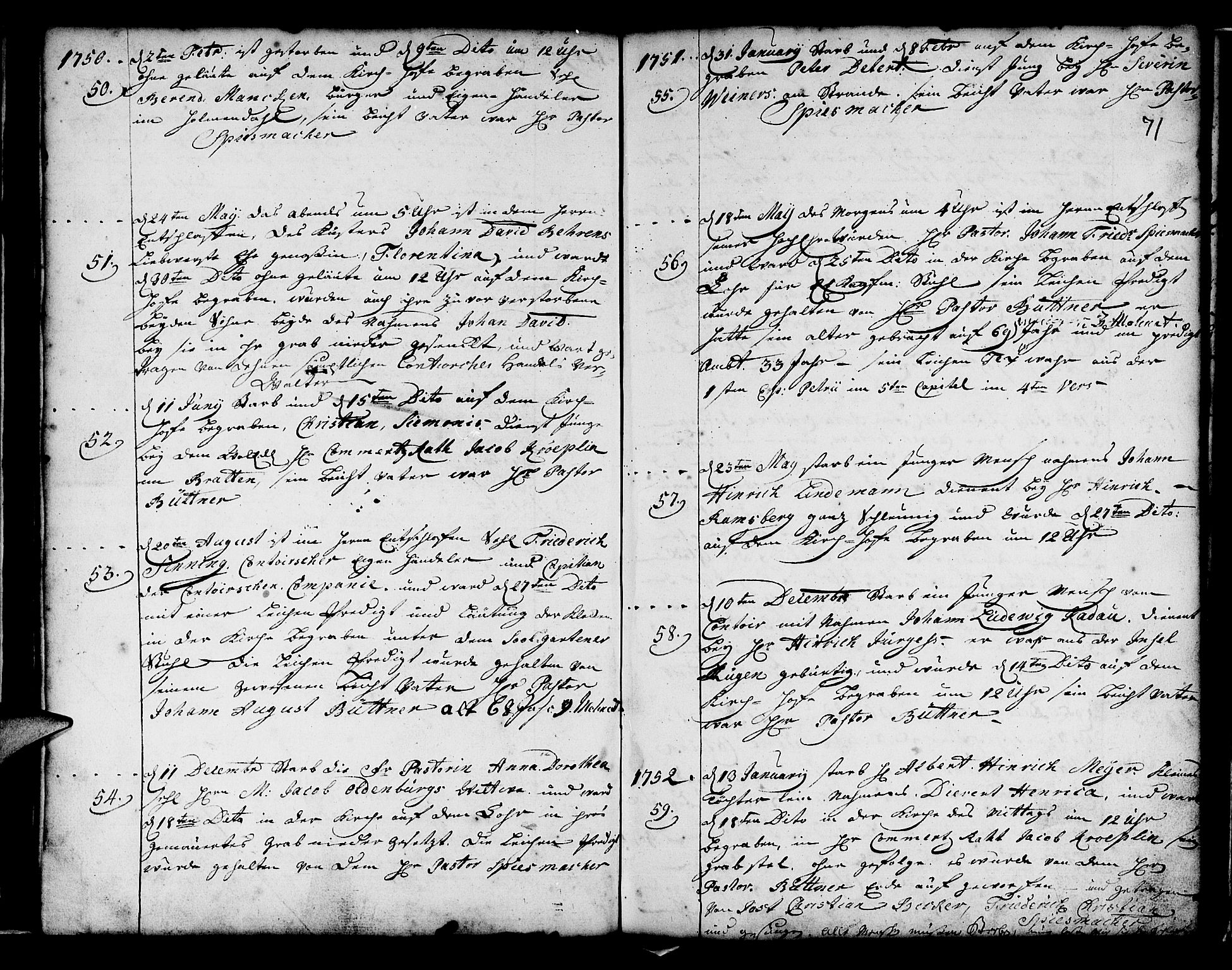 Mariakirken Sokneprestembete, SAB/A-76901/H/Haa/L0001: Parish register (official) no. A 1, 1740-1784, p. 71