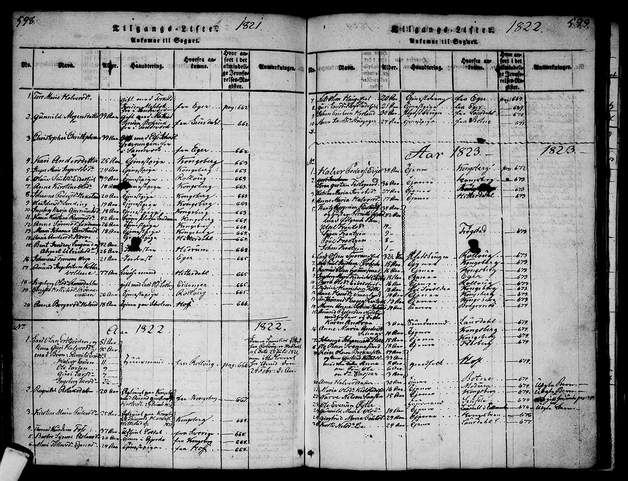 Sandsvær kirkebøker, AV/SAKO-A-244/G/Ga/L0003: Parish register (copy) no. I 3, 1817-1839, p. 598-599