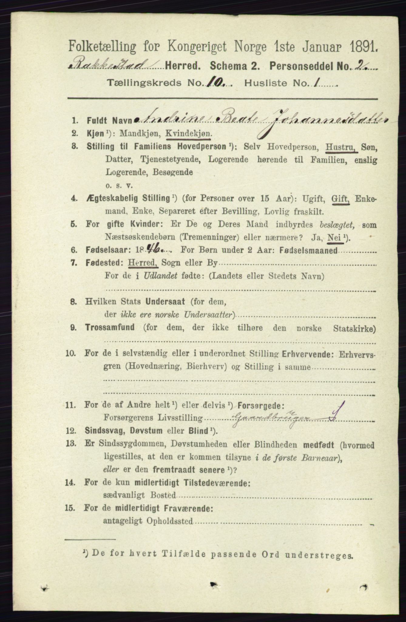 RA, 1891 census for 0128 Rakkestad, 1891, p. 4442