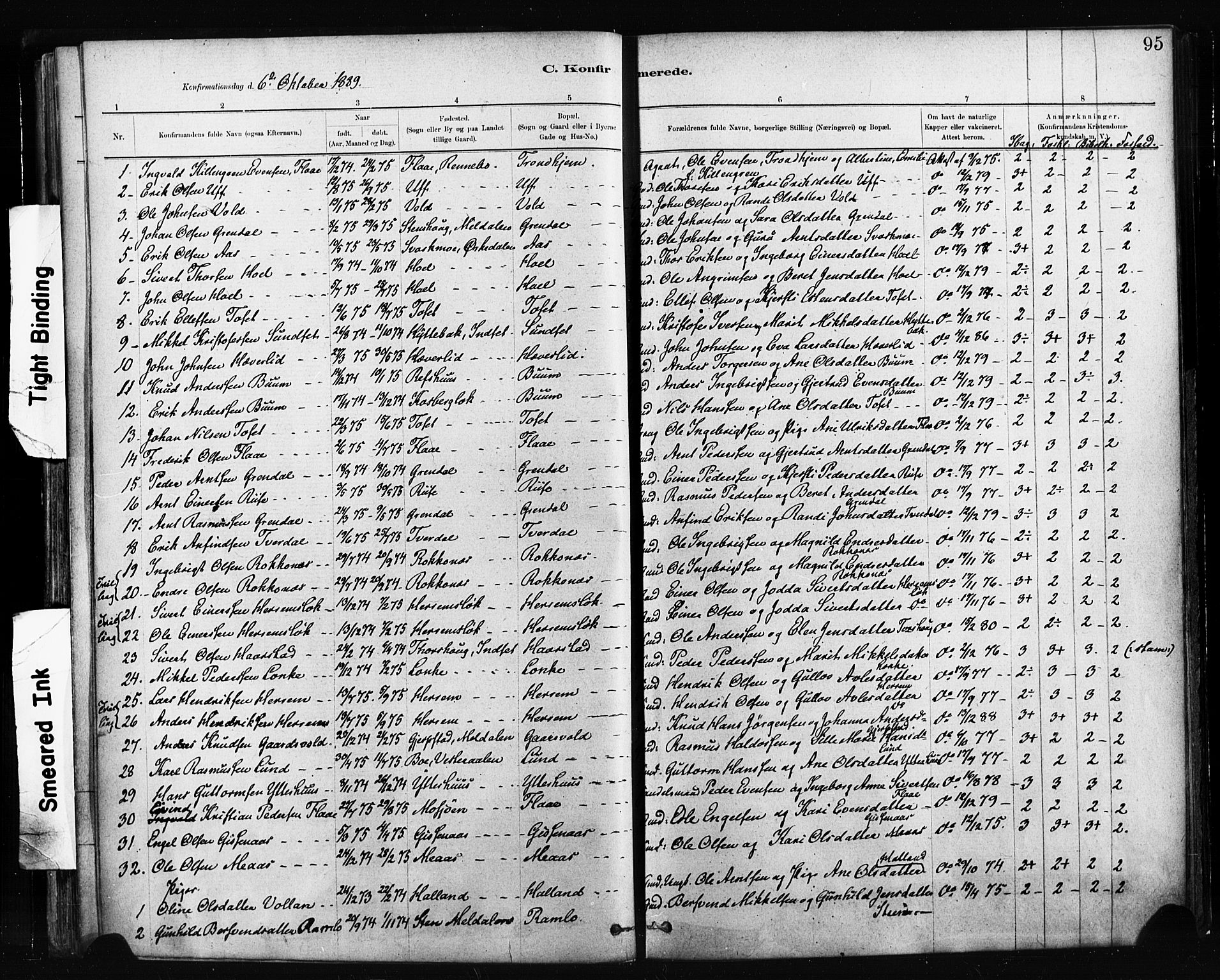 Ministerialprotokoller, klokkerbøker og fødselsregistre - Sør-Trøndelag, SAT/A-1456/674/L0871: Parish register (official) no. 674A03, 1880-1896, p. 95