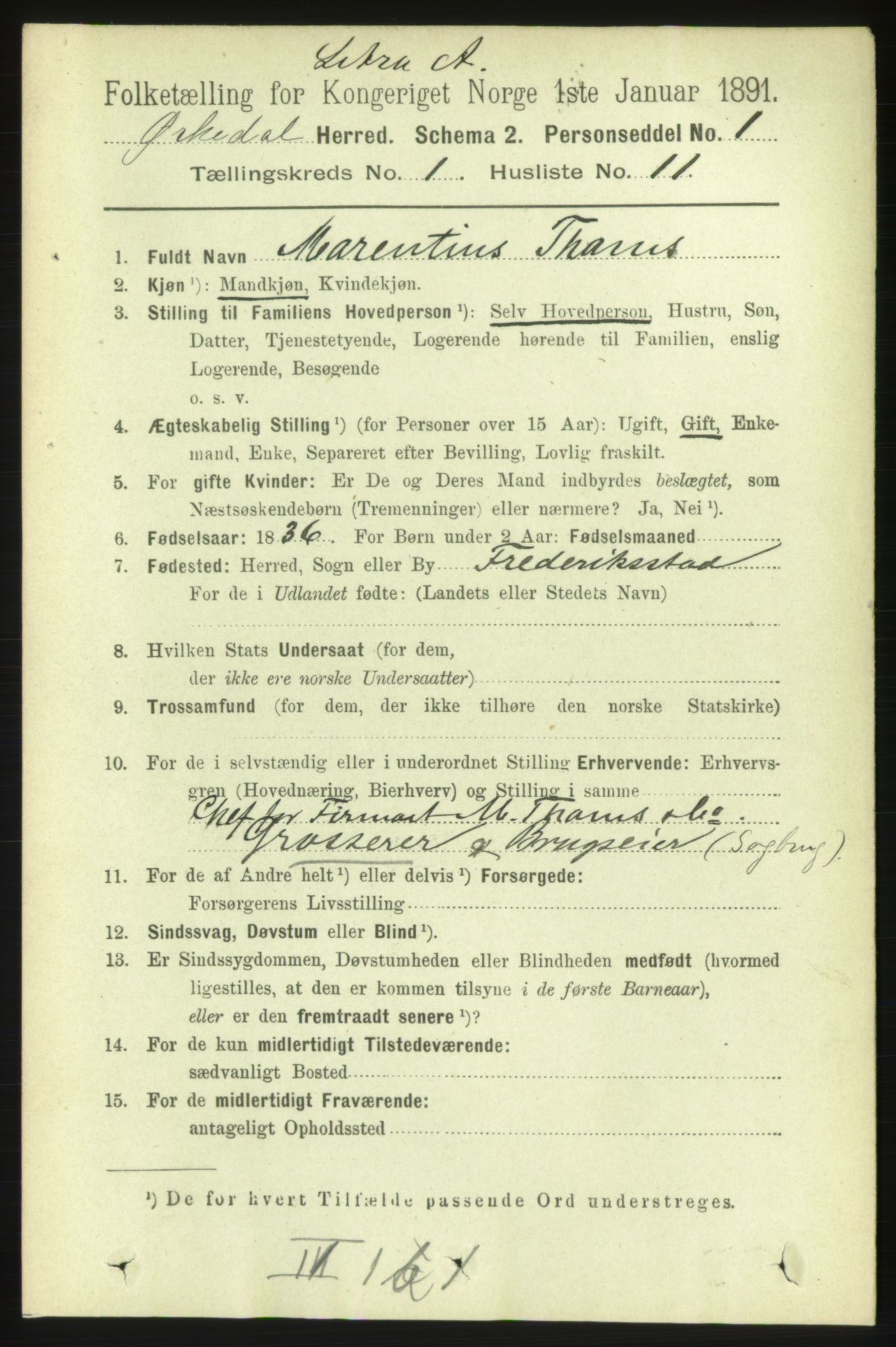 RA, 1891 census for 1638 Orkdal, 1891, p. 188